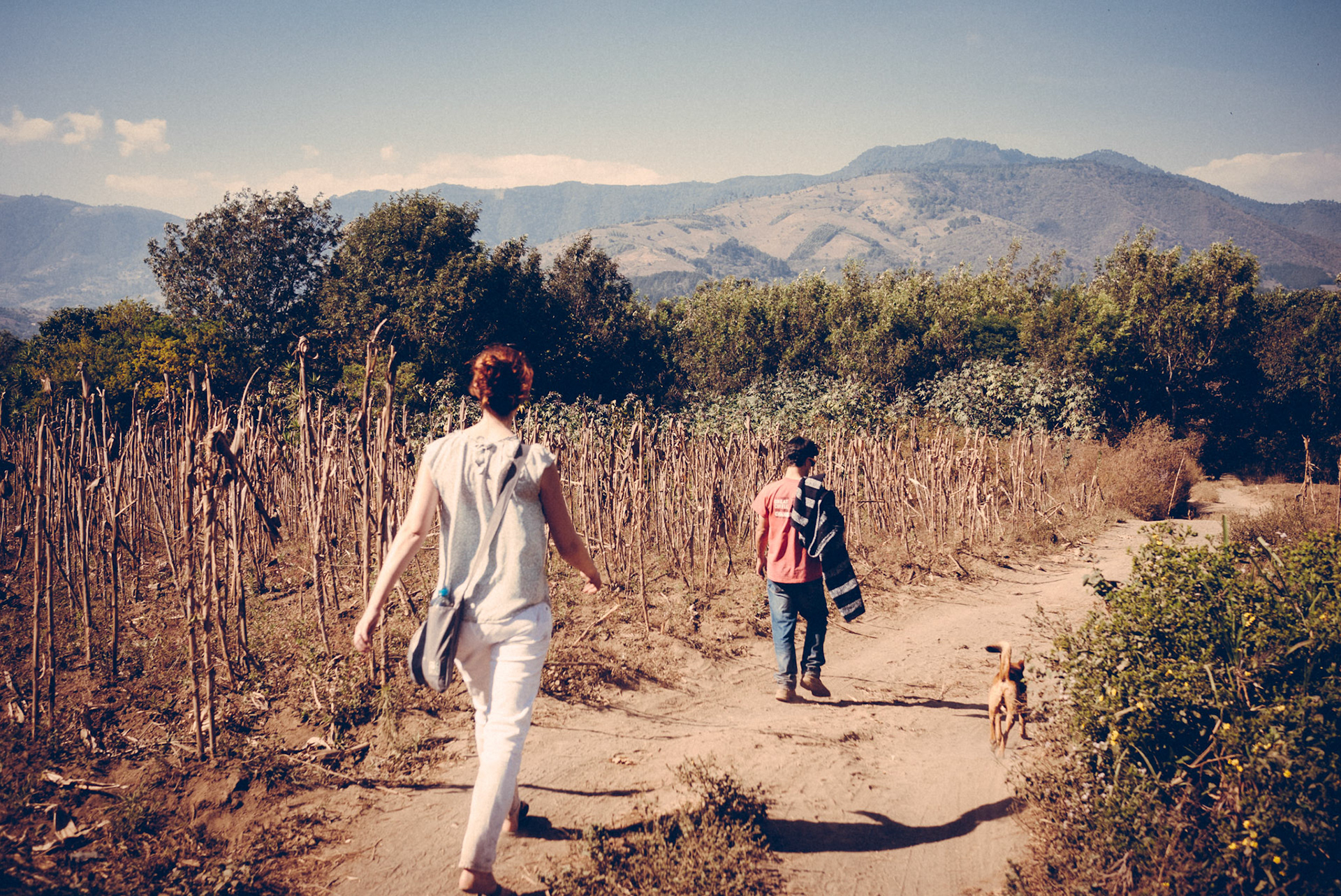 Walking down the mountain (in flip flops and white pants).