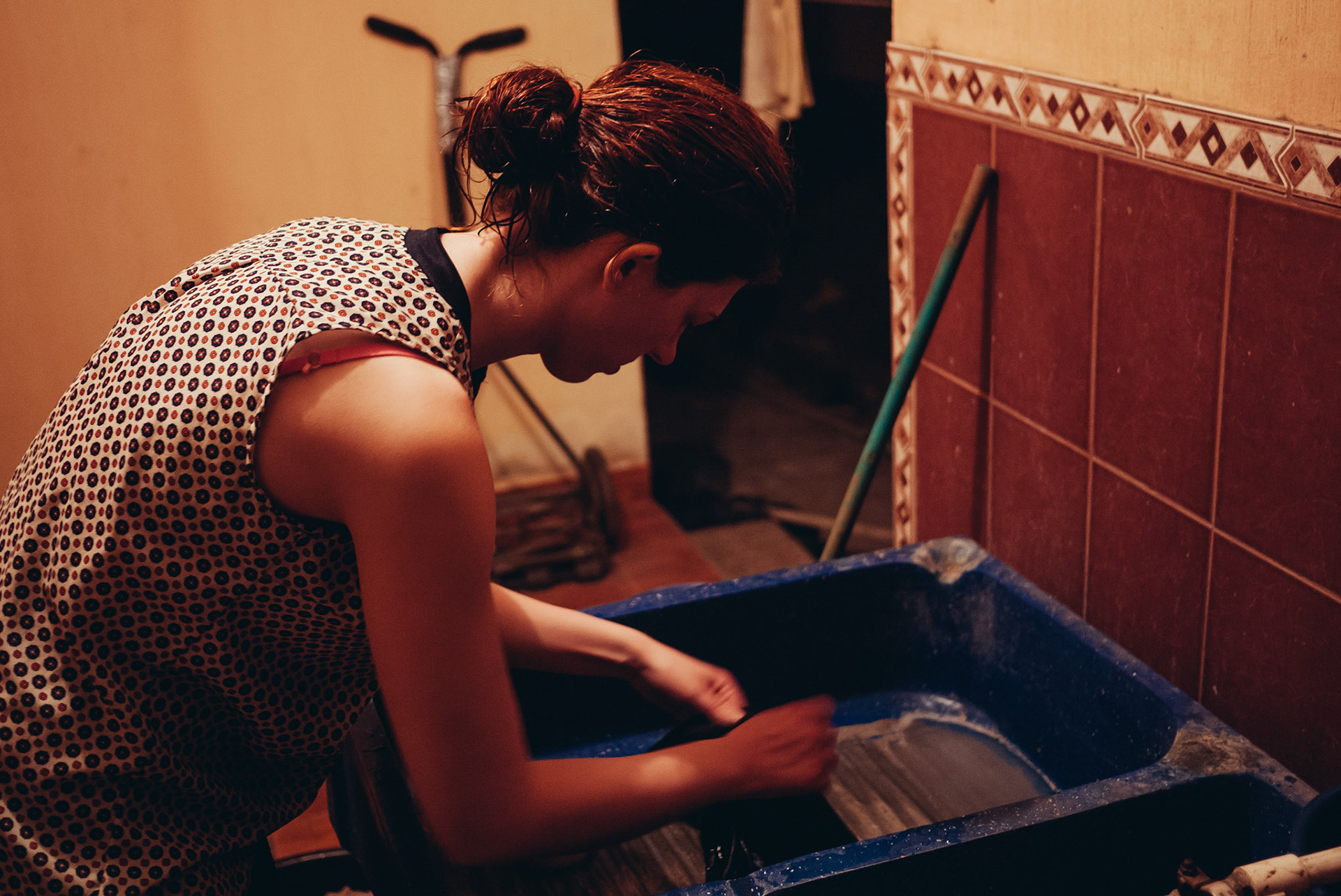 Jess getting her scrub on.