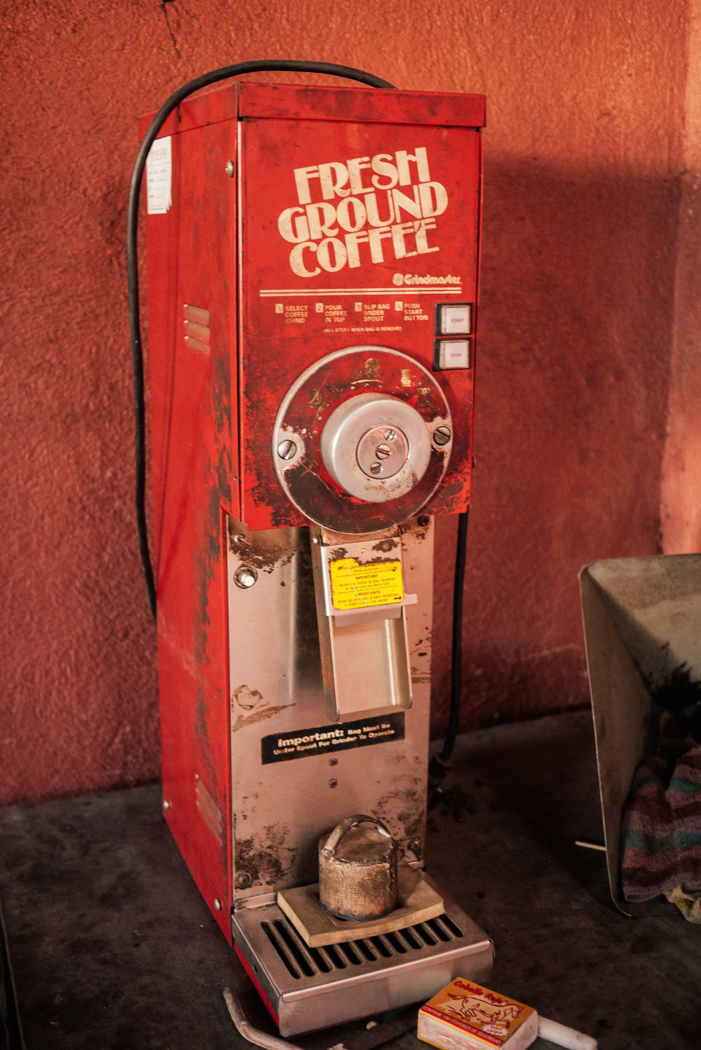 Found in trash, this 1970's coffee grinder found a new lease on life in Guatemala!