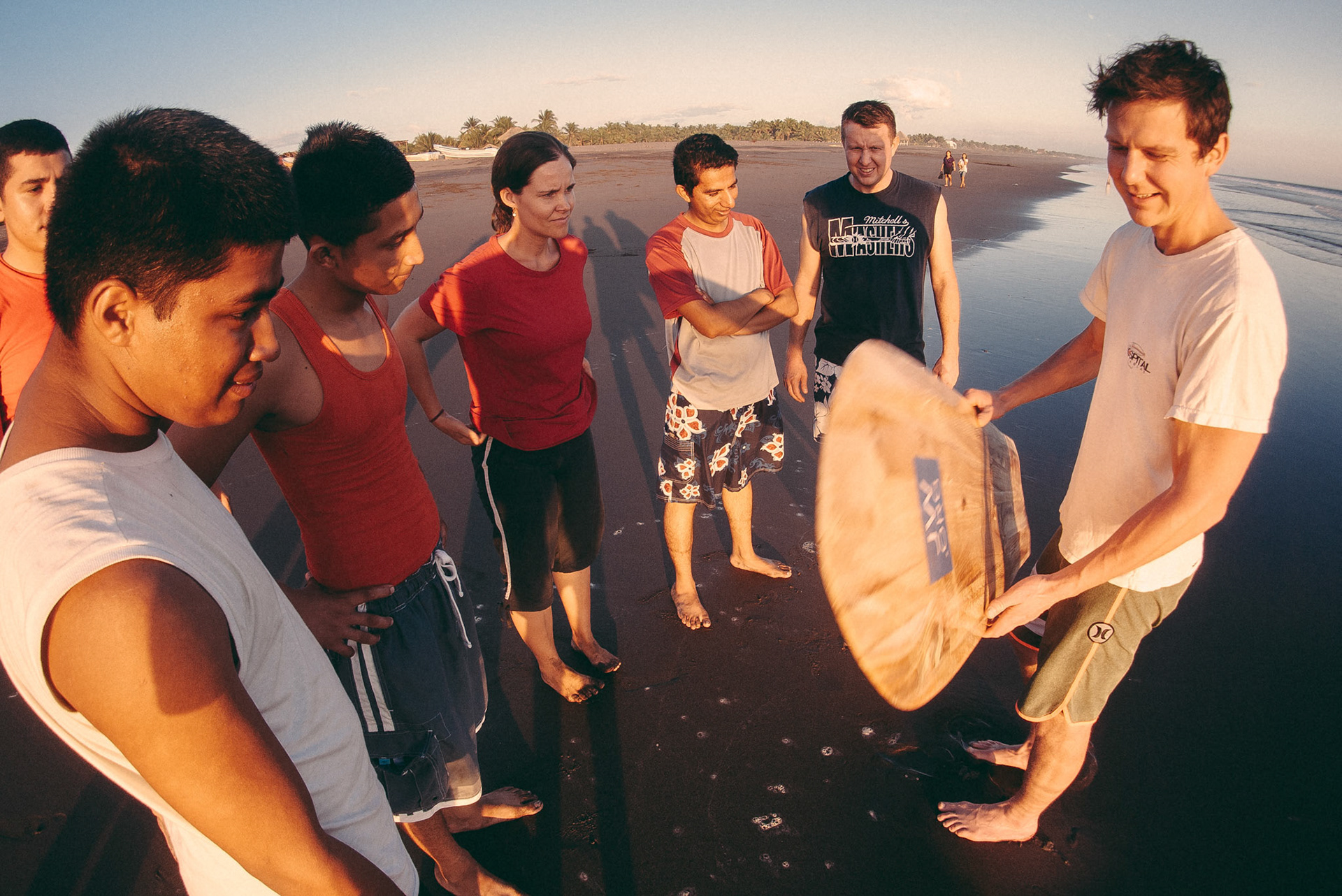 Magnus' hand-made surfboard with JW.org logo was a huge hit!