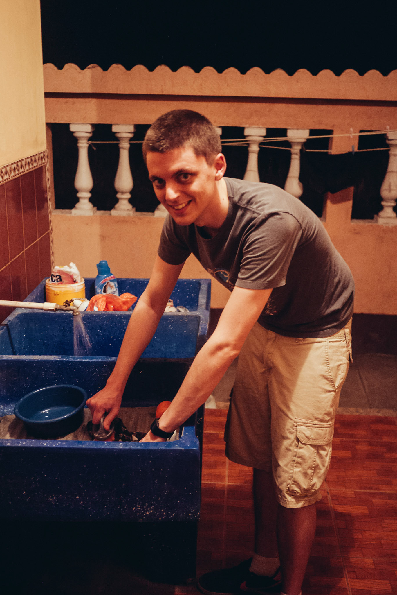 Look pa, I'm washing my own clothes!