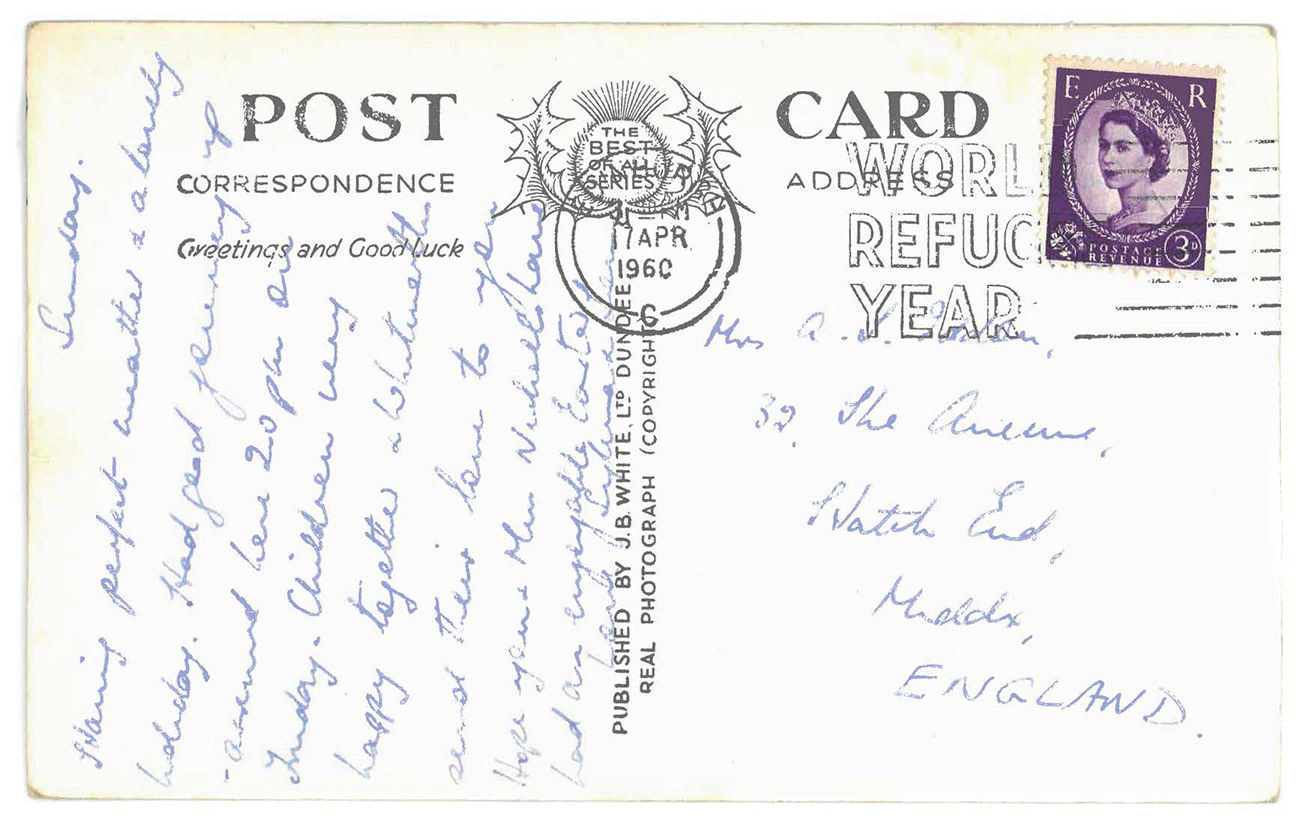 Image Courtesy of Liv Hedges [Back of Postcard, Digital Scan].