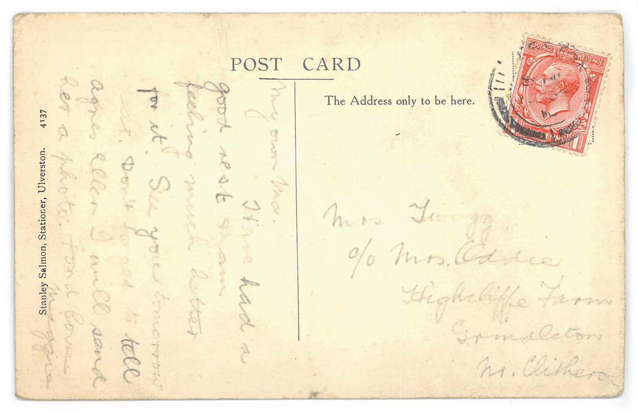 Image Courtesy of Liv Hedges [Back of Postcard, Digital Scan].