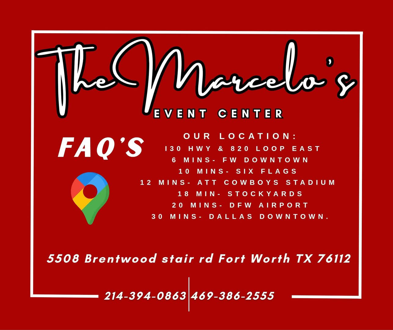 The Marcelo's events center Fort worth Texas