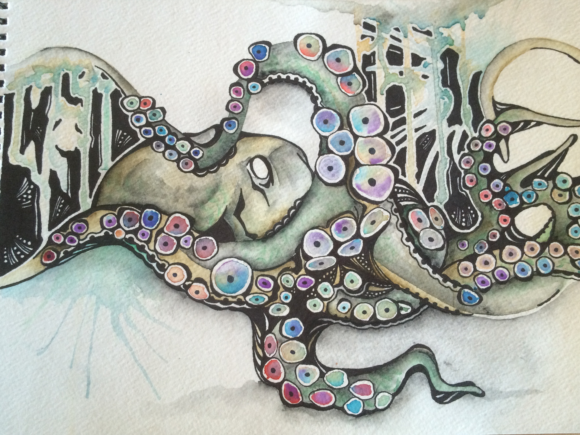 "Sea Monster" Watercolor - SOLD
