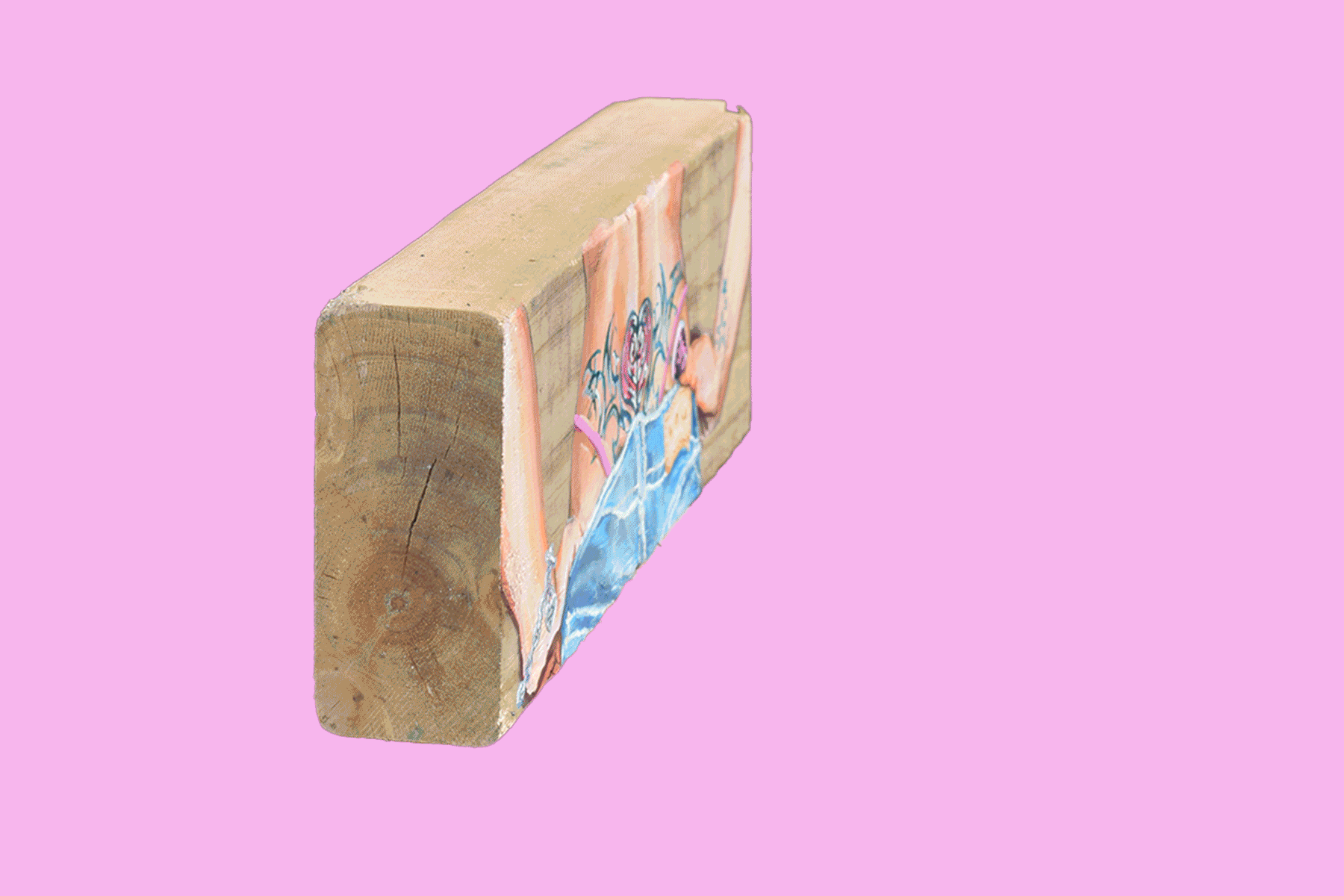 "Tramp Stamp", paint pen on reclaimed wood