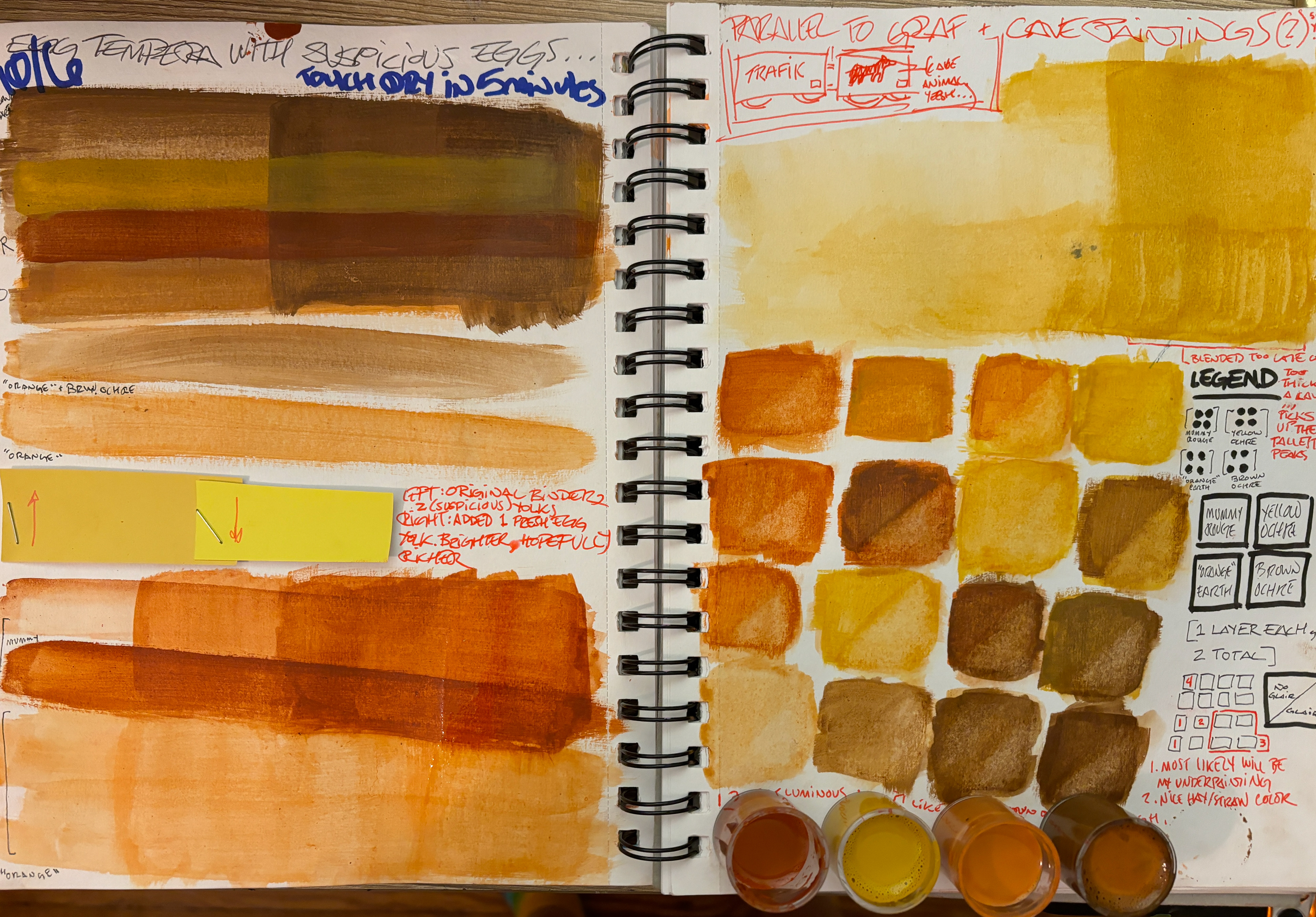 Egg tempera swatches (earth pigments)