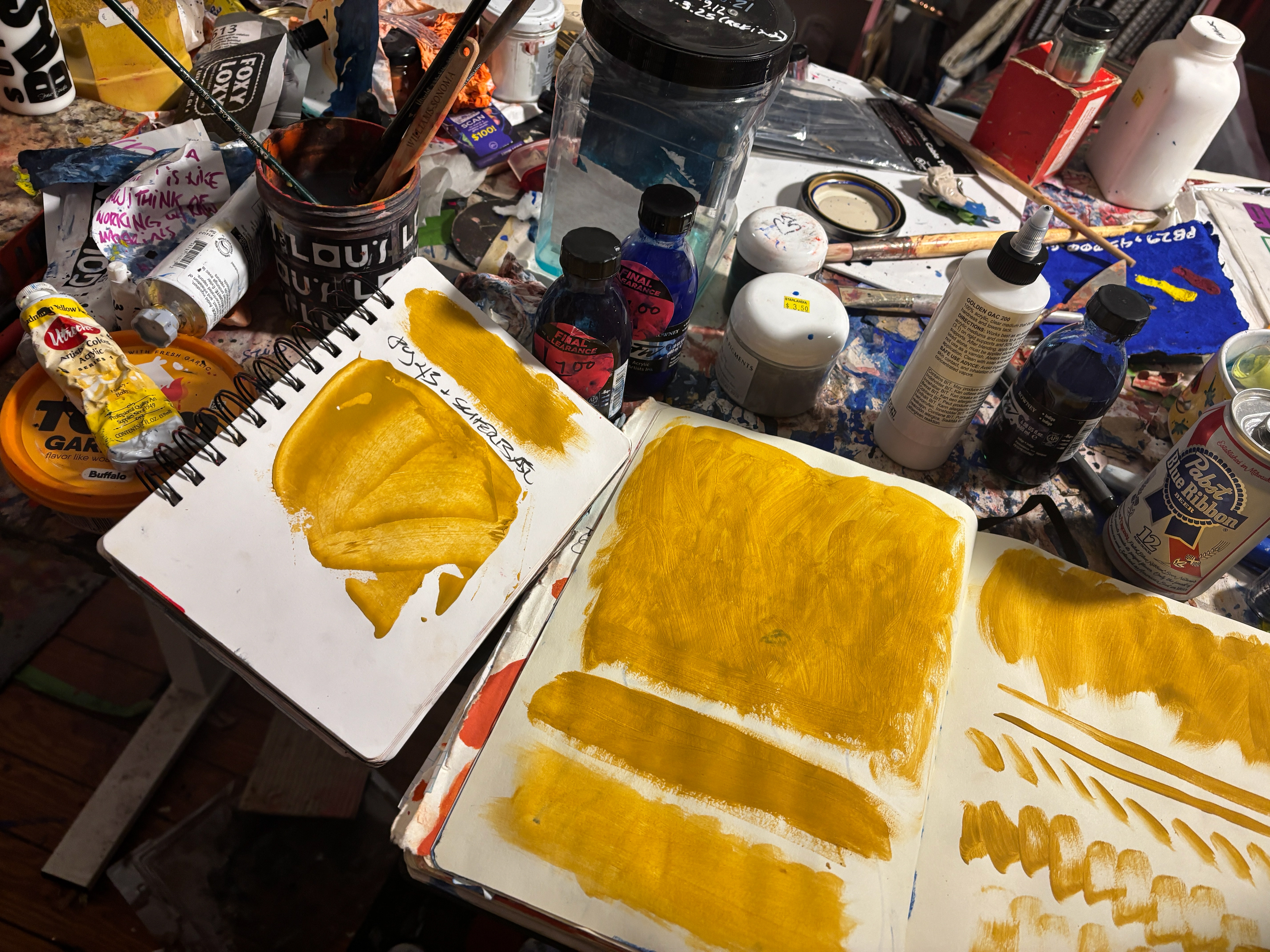 Yellow ochre (Italian, inorganic)/acrylic binder