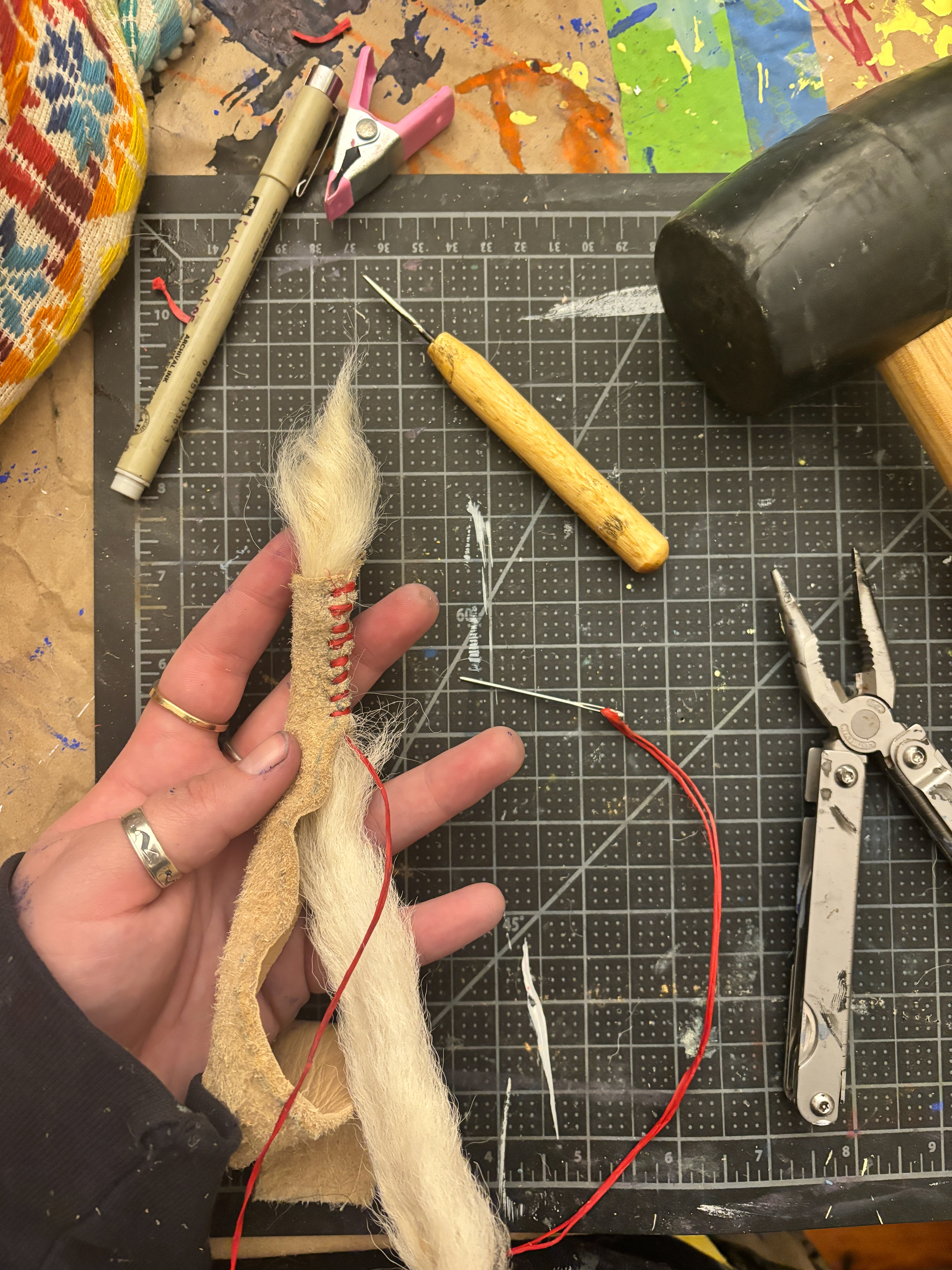 Calf tail brush in the making