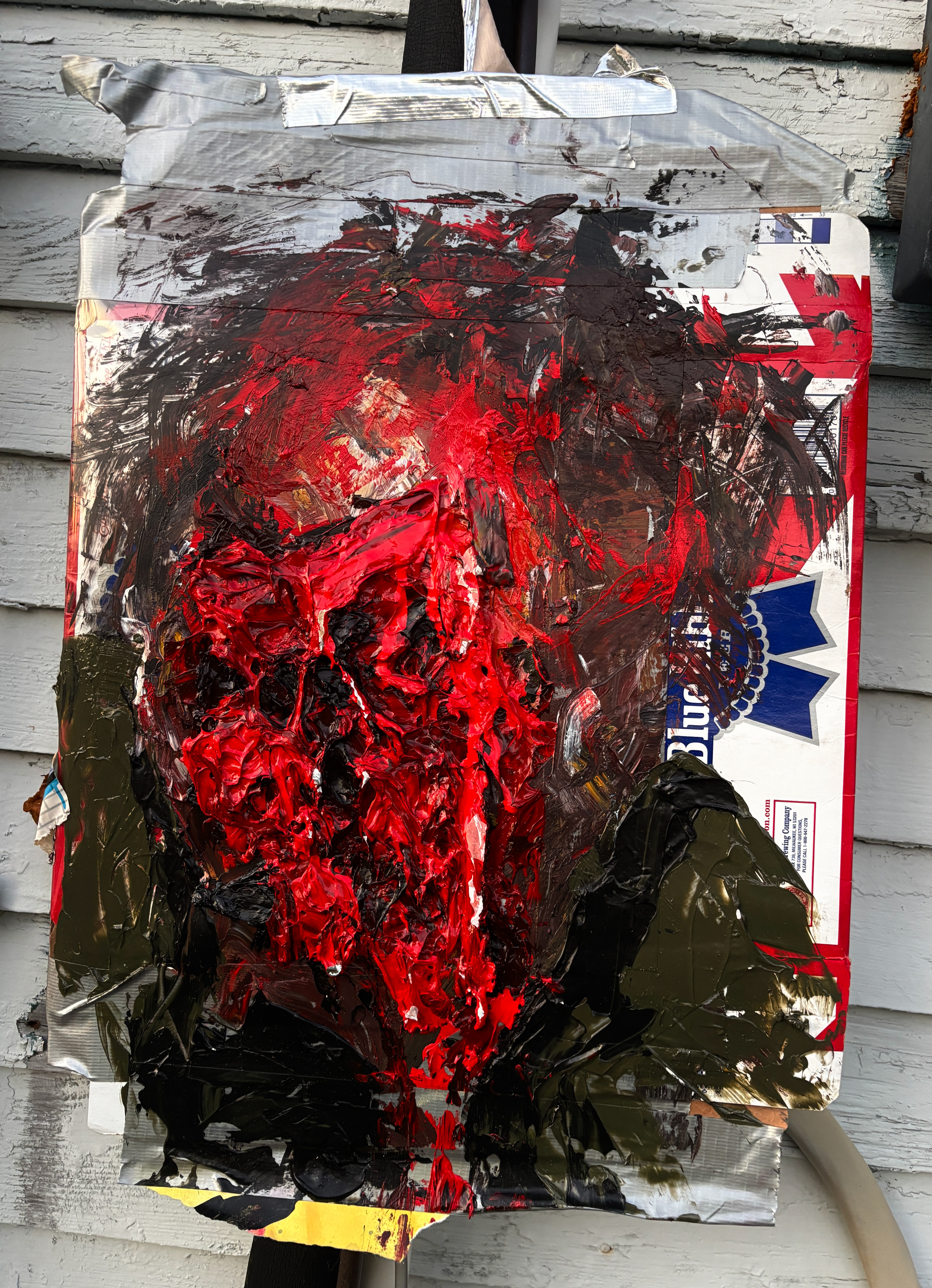 Acrylic on duralar on garbage