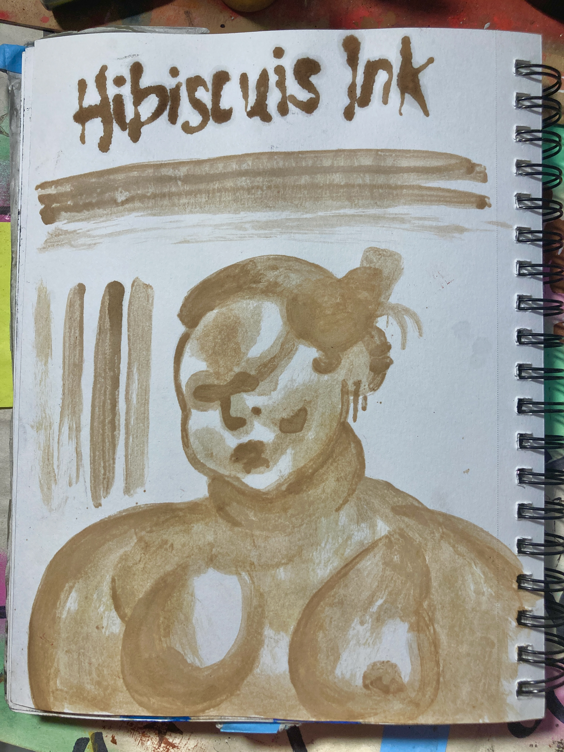 Handmade hibiscus ink