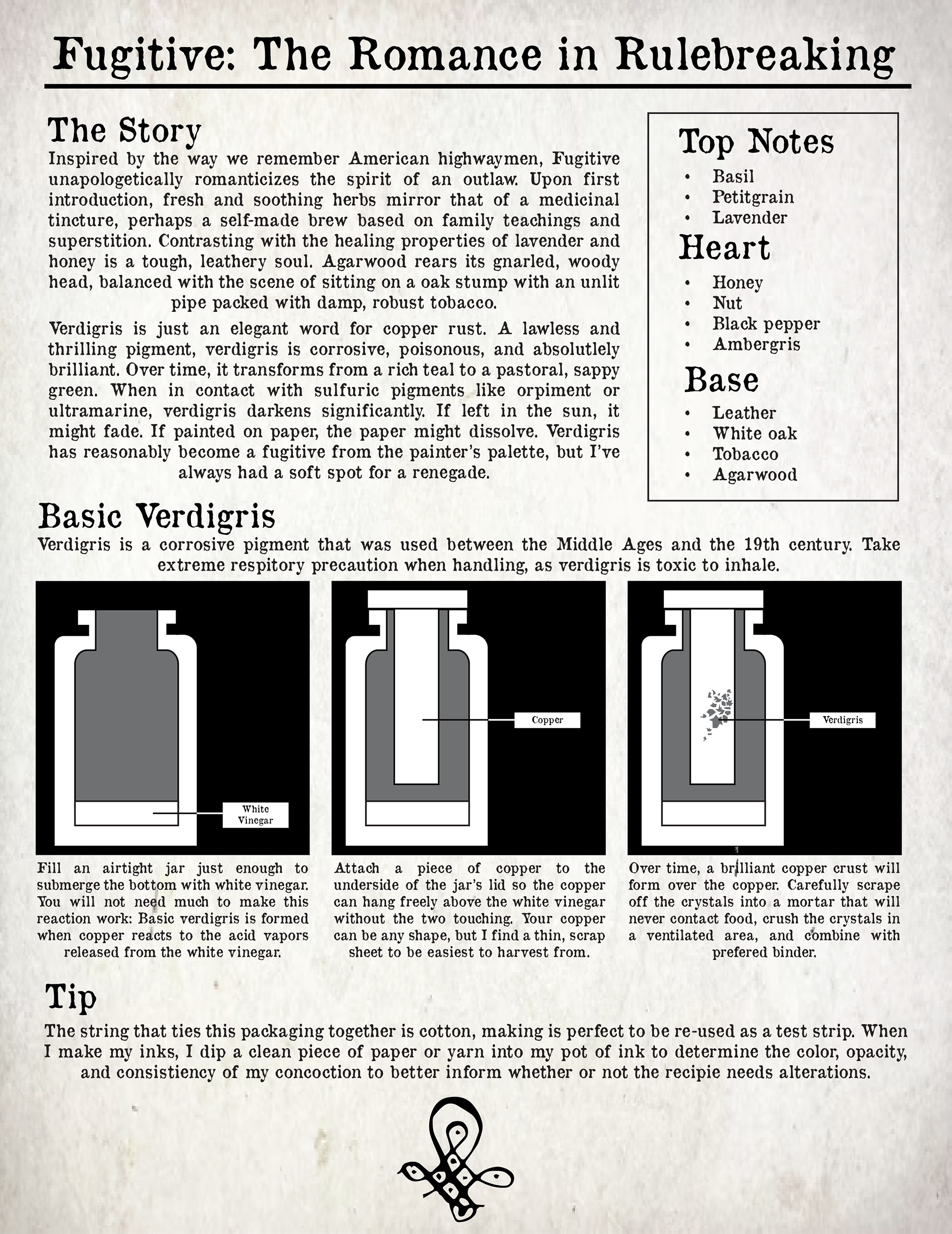 "Fugitive" fragrance packaging insert