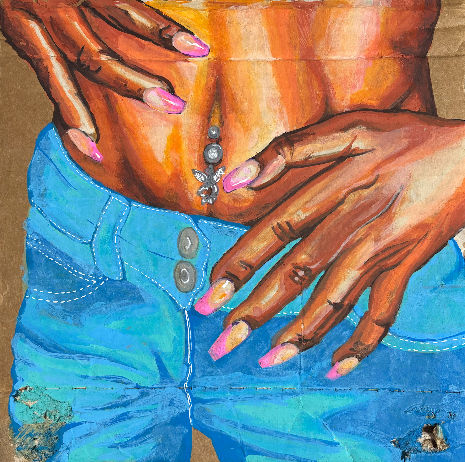 Paint pen on cardboard