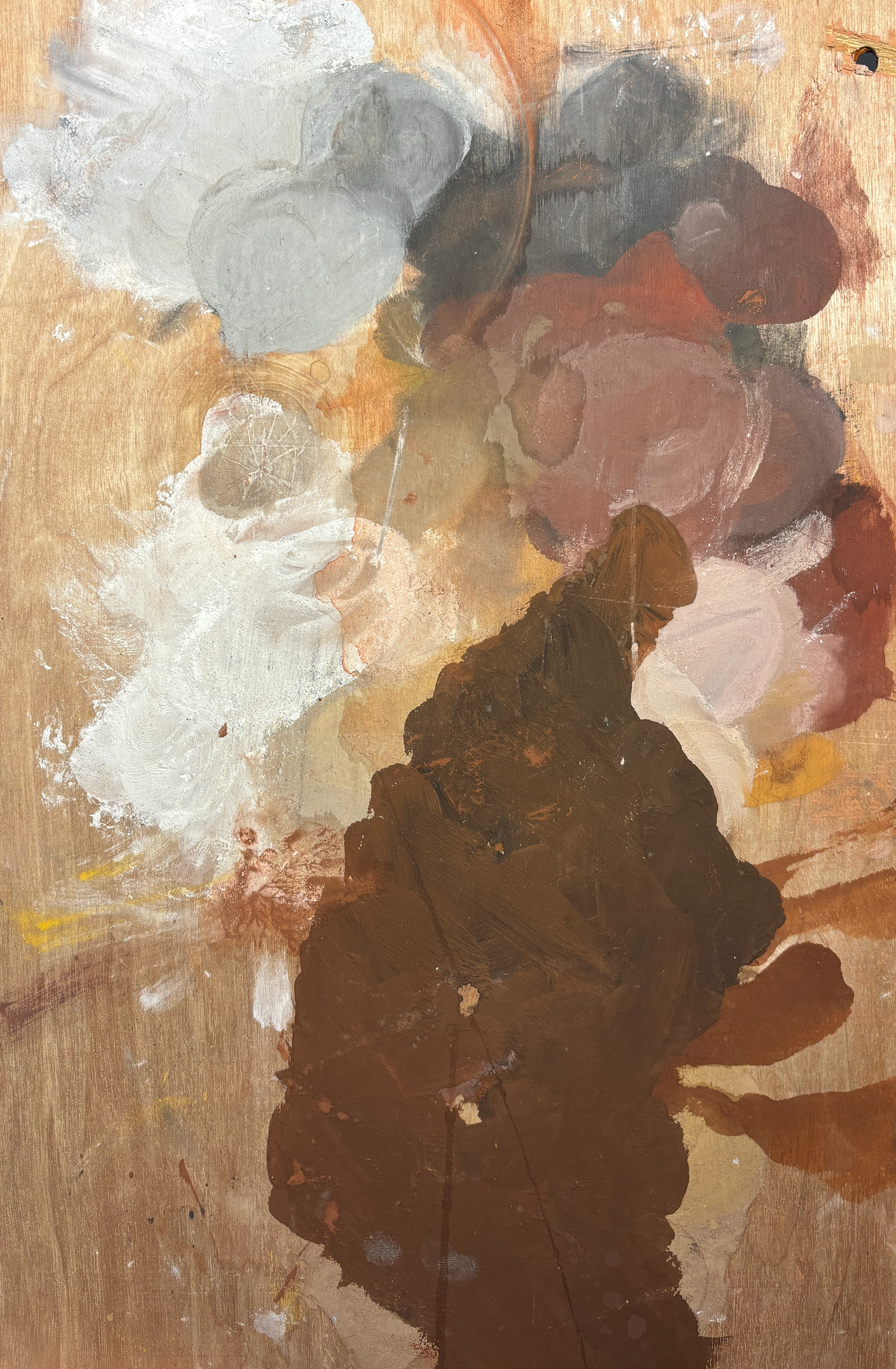 "Cave paint": chalk, vine black, ochre, bound with human enzymes (spit)