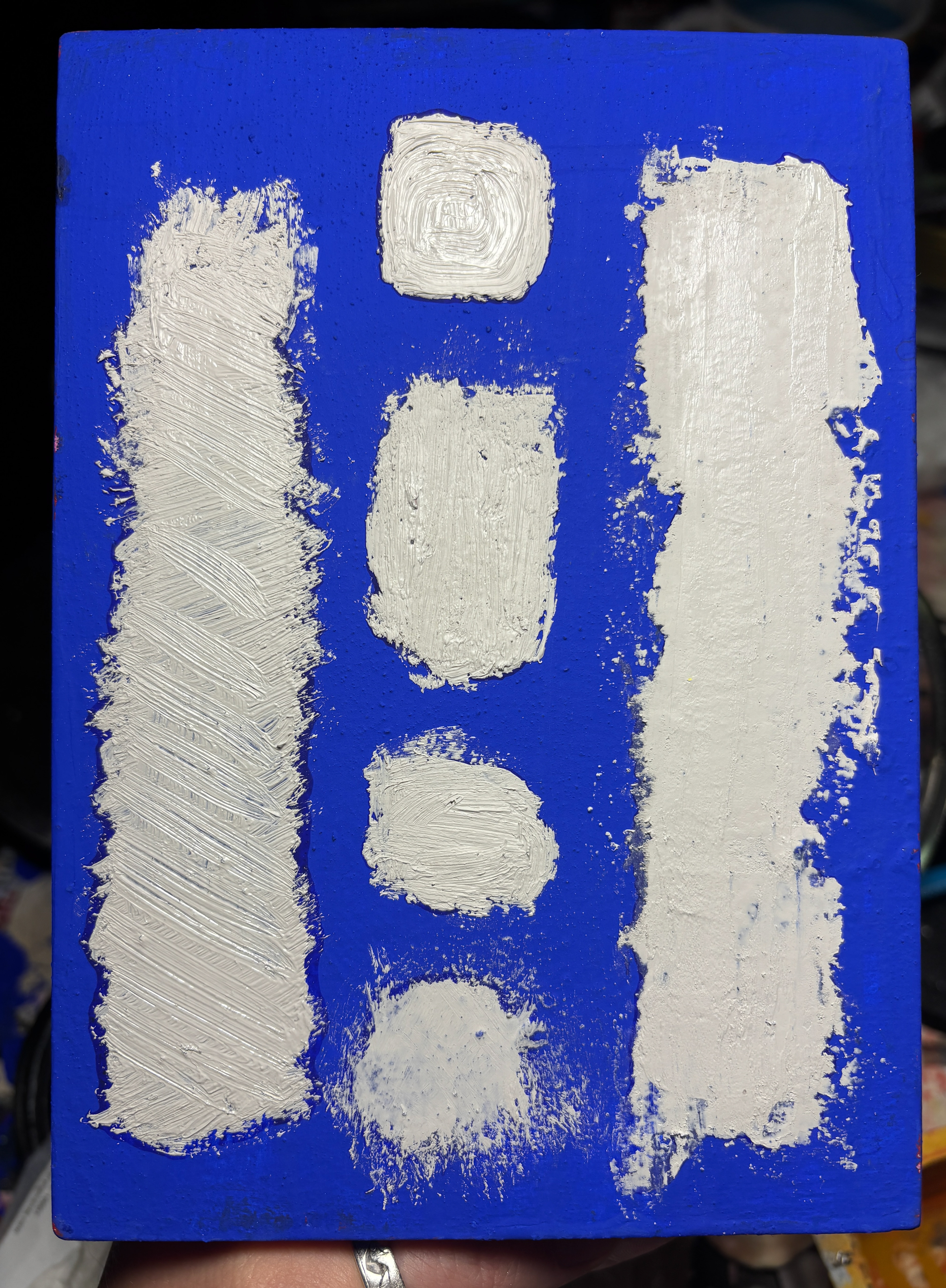 Lead white oil and Blue! on panel