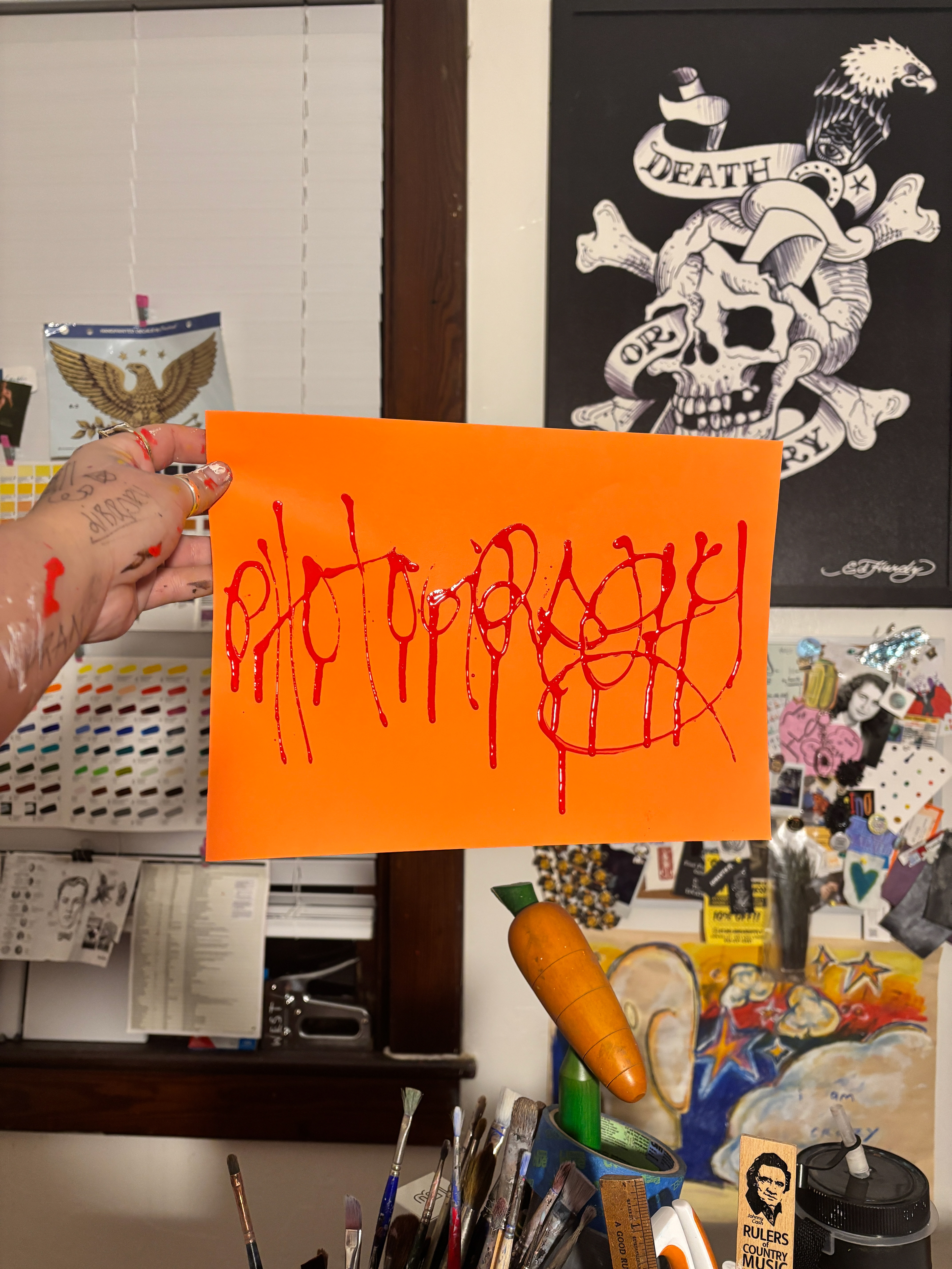 High gloss cad red on construction papaer