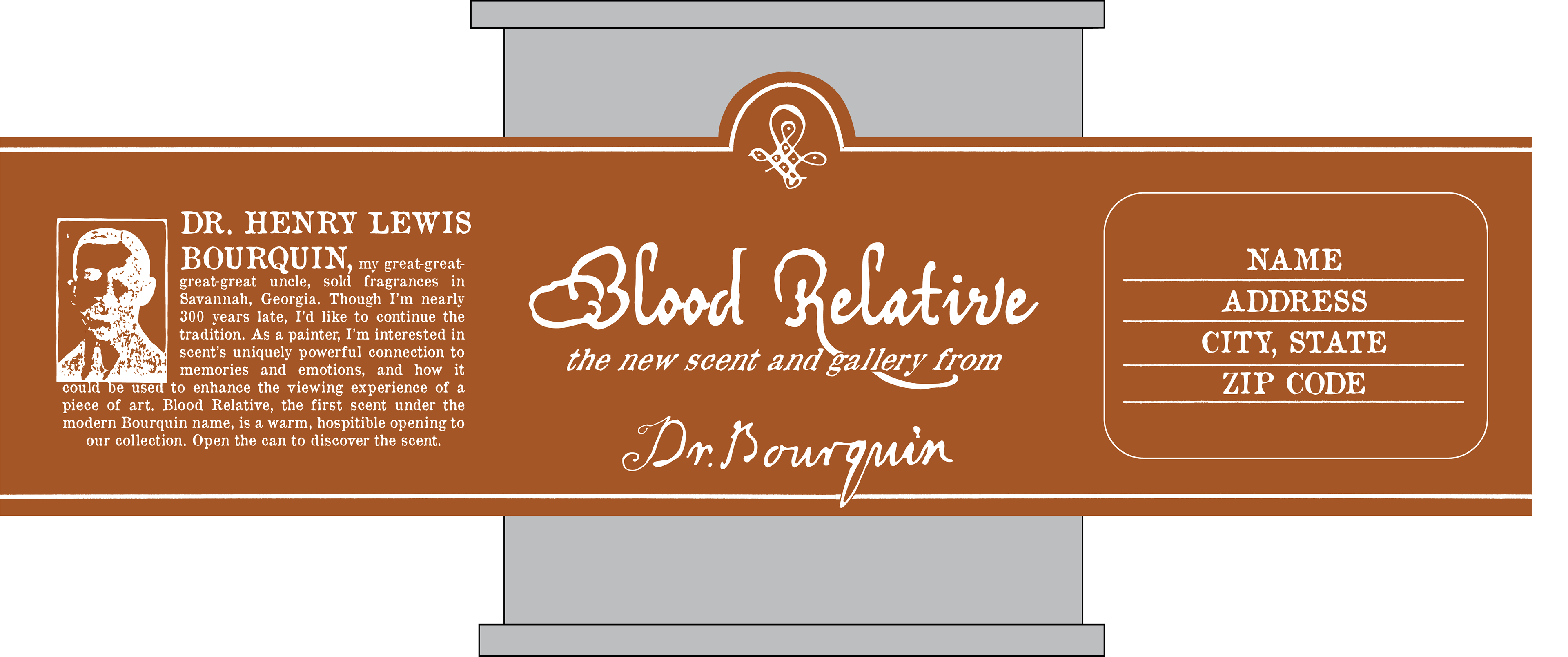 Invitation to "Blood Relative", the first gallery/fragrance of the series