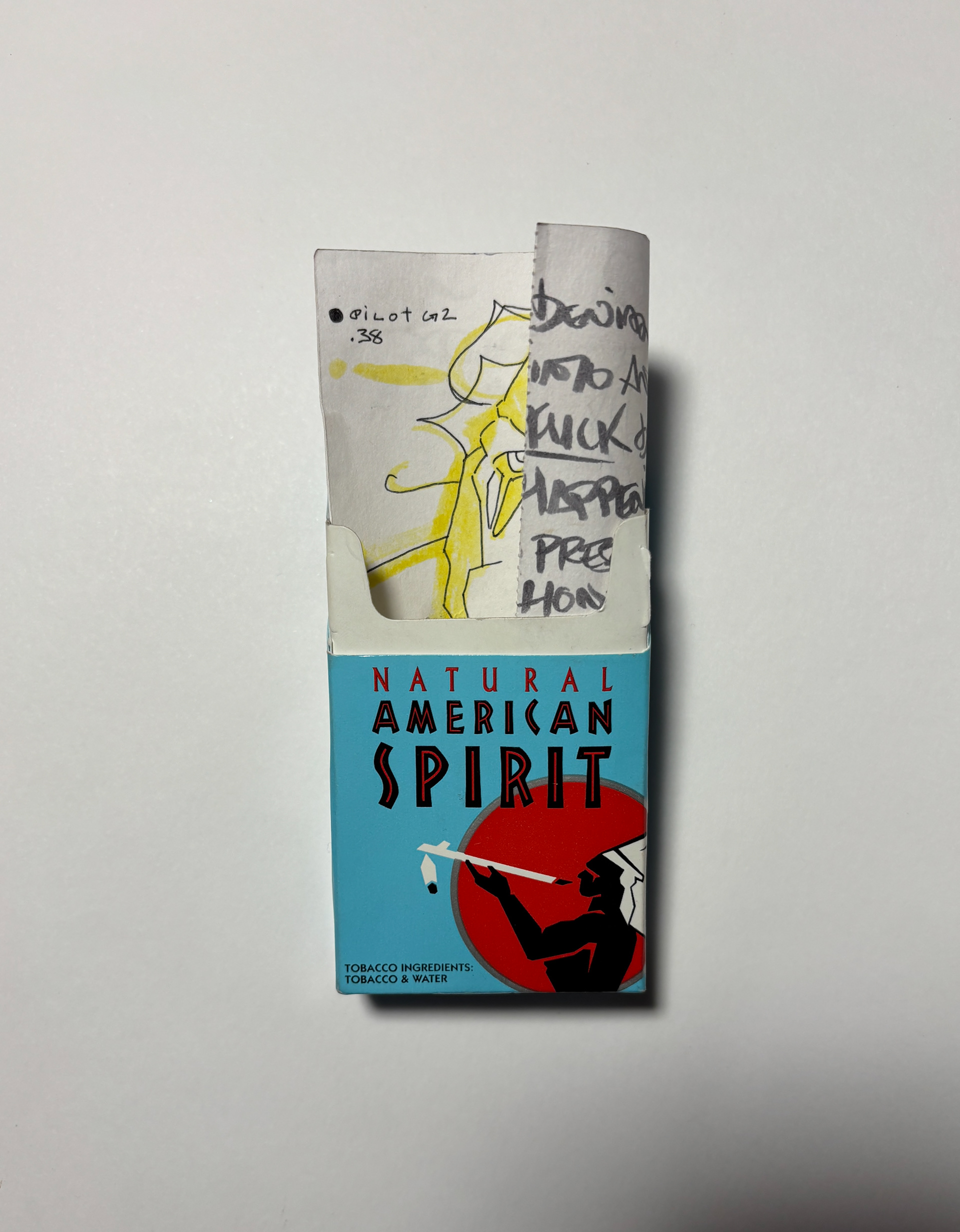 Pen and highlighter drawing in cig pack