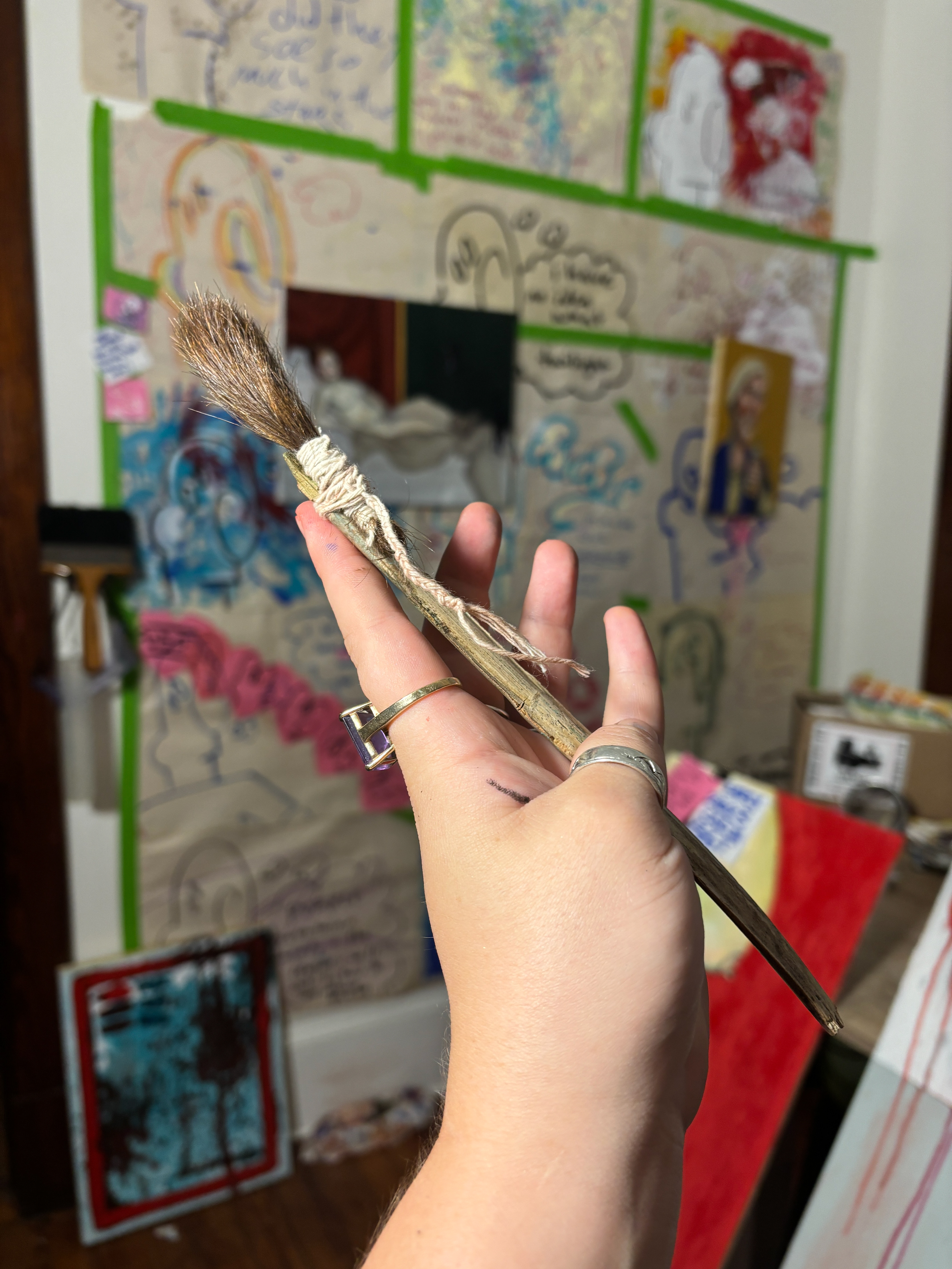 My hair, palm frond, unused