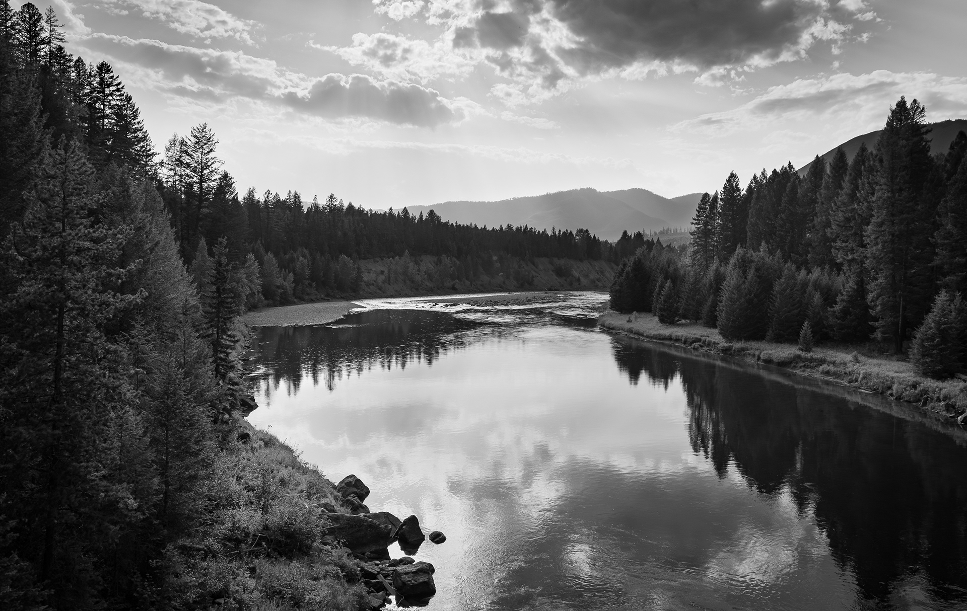 Flathead River, entrance to Apgar Village / West Glacier National Park MT