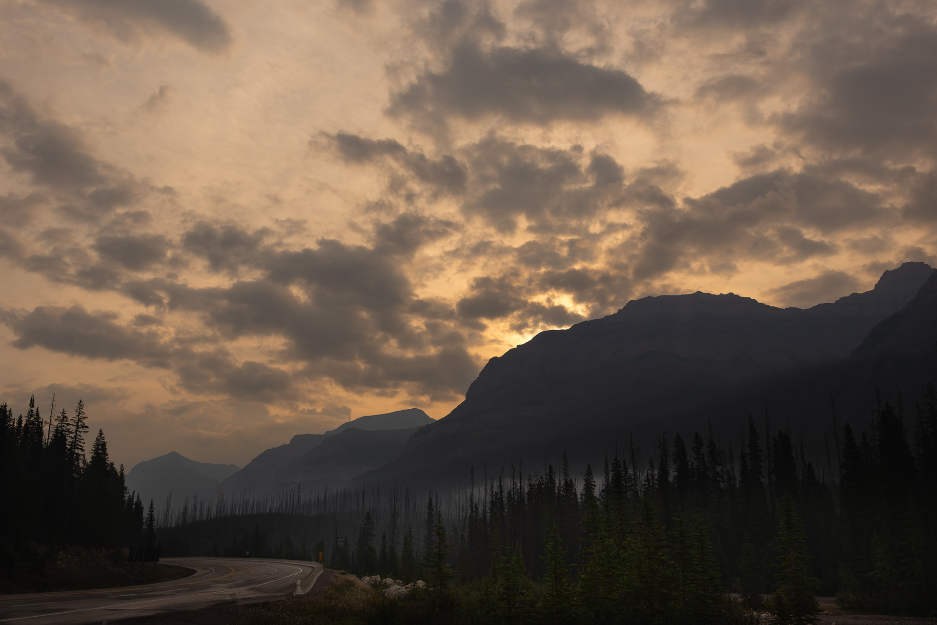 Highway 93 near Marble Canyon, BC and the north end of Kootenay National Park