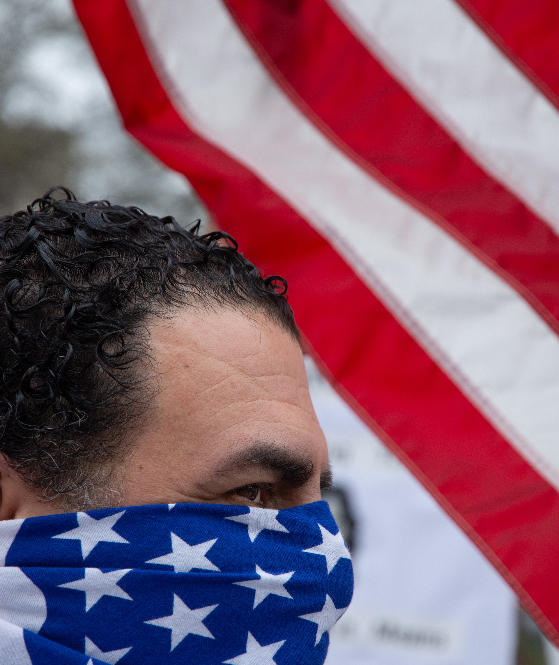 Stars & Stripes - Harrisburg, PA - More than 1, 000 protestors attended the "Hands Off" Trump Protest held at the Pennsylvania State Capitol on April 5, 2025.