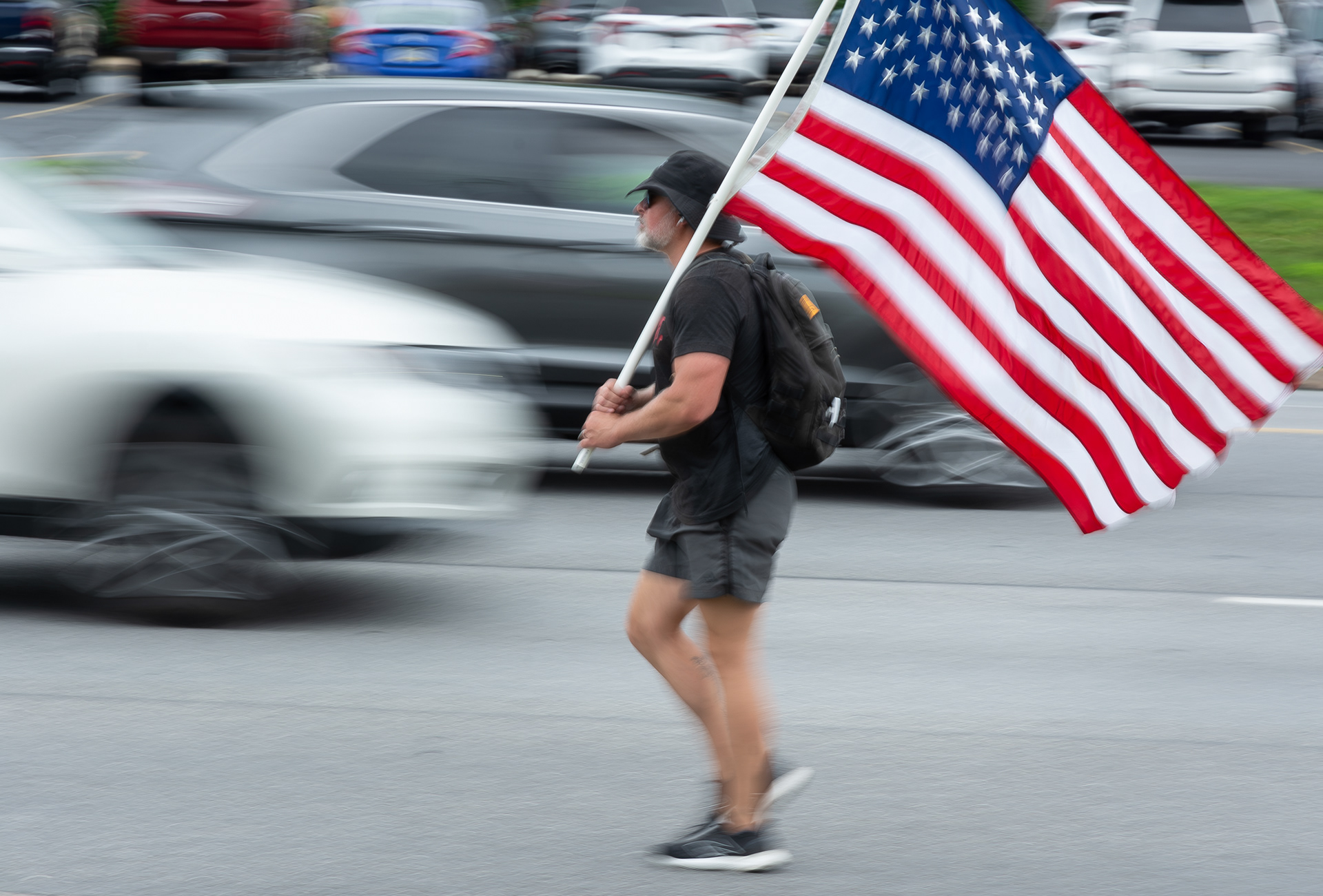 Flag Man, Carlisle Pike, Cumberland Co., PA - 5/27/204