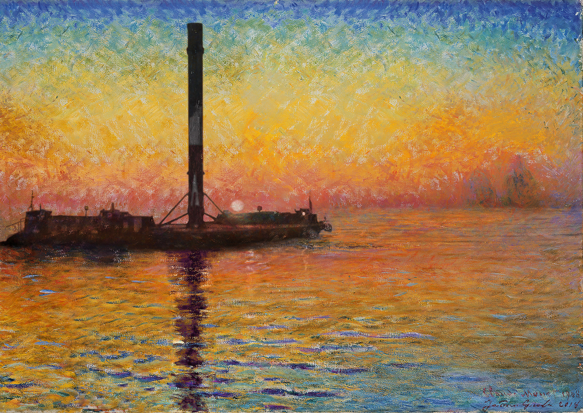 SpaceX Falcon 9 At Dusk (In the style of Monet's San Giorgio Maggiore at Dusk)