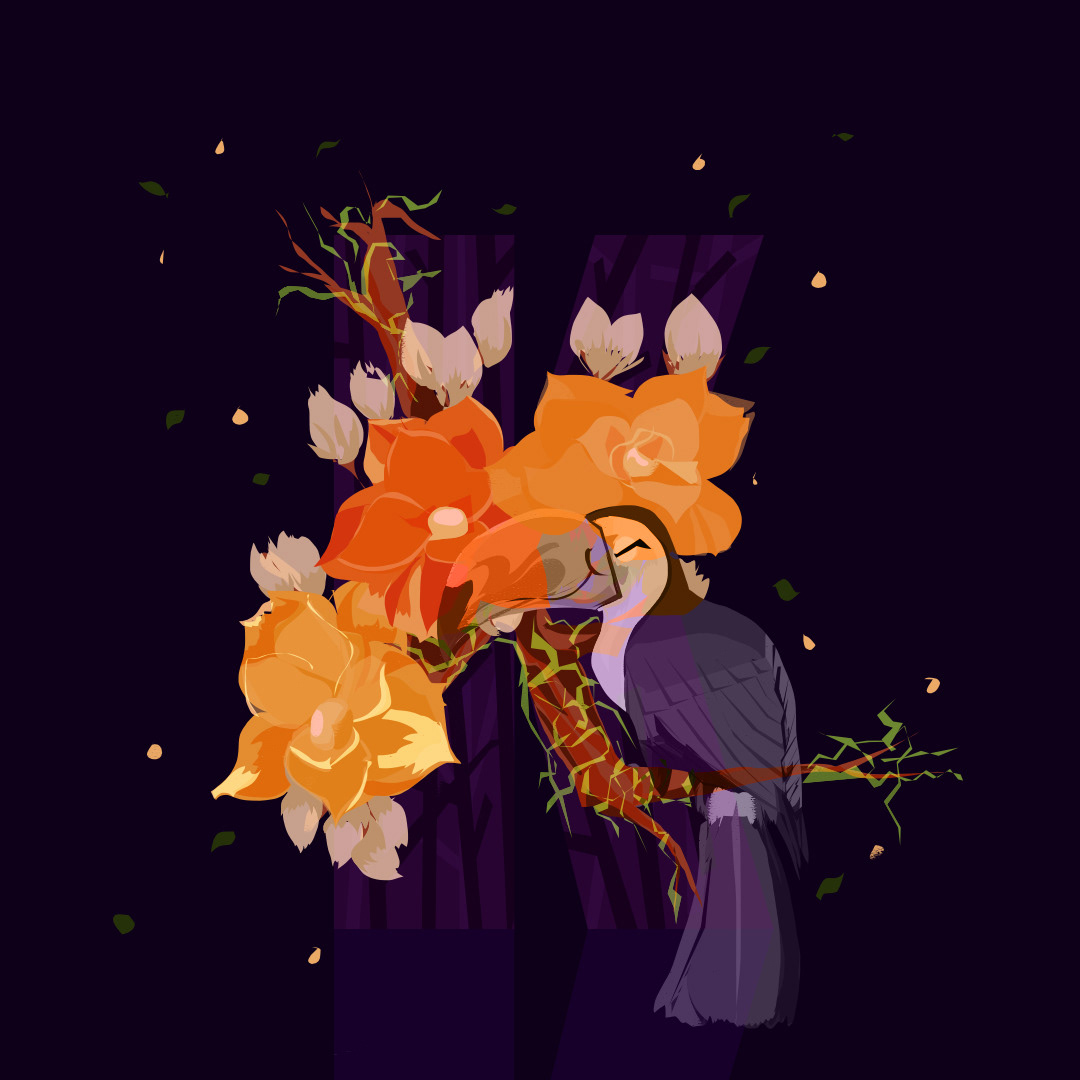 K for Keel-Billed Toucan and Kalanchoe