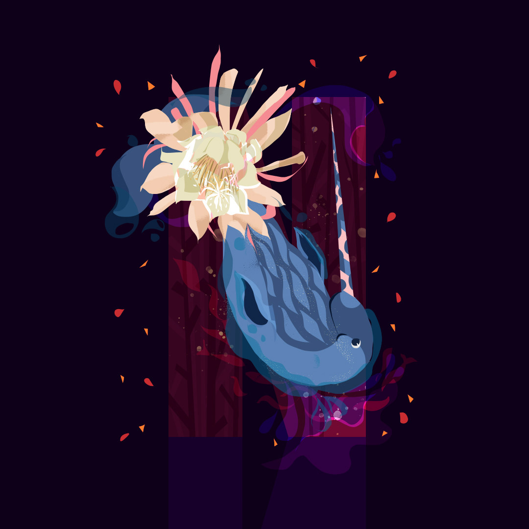 N for Narwhal and Night-blooming Cereus