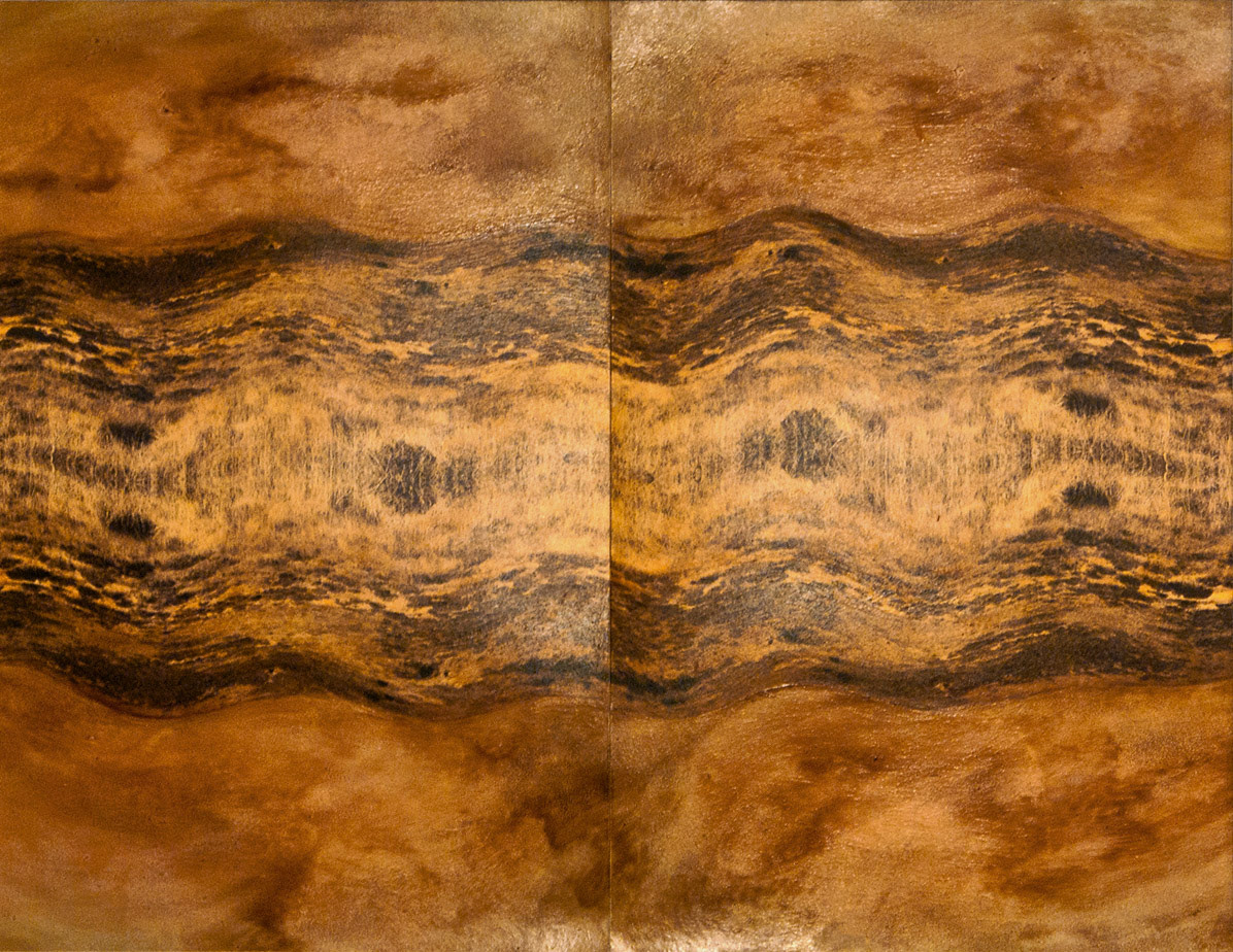 Sisyphus Transfixed, 2012. Modulated inkjet prints with oil on paper.