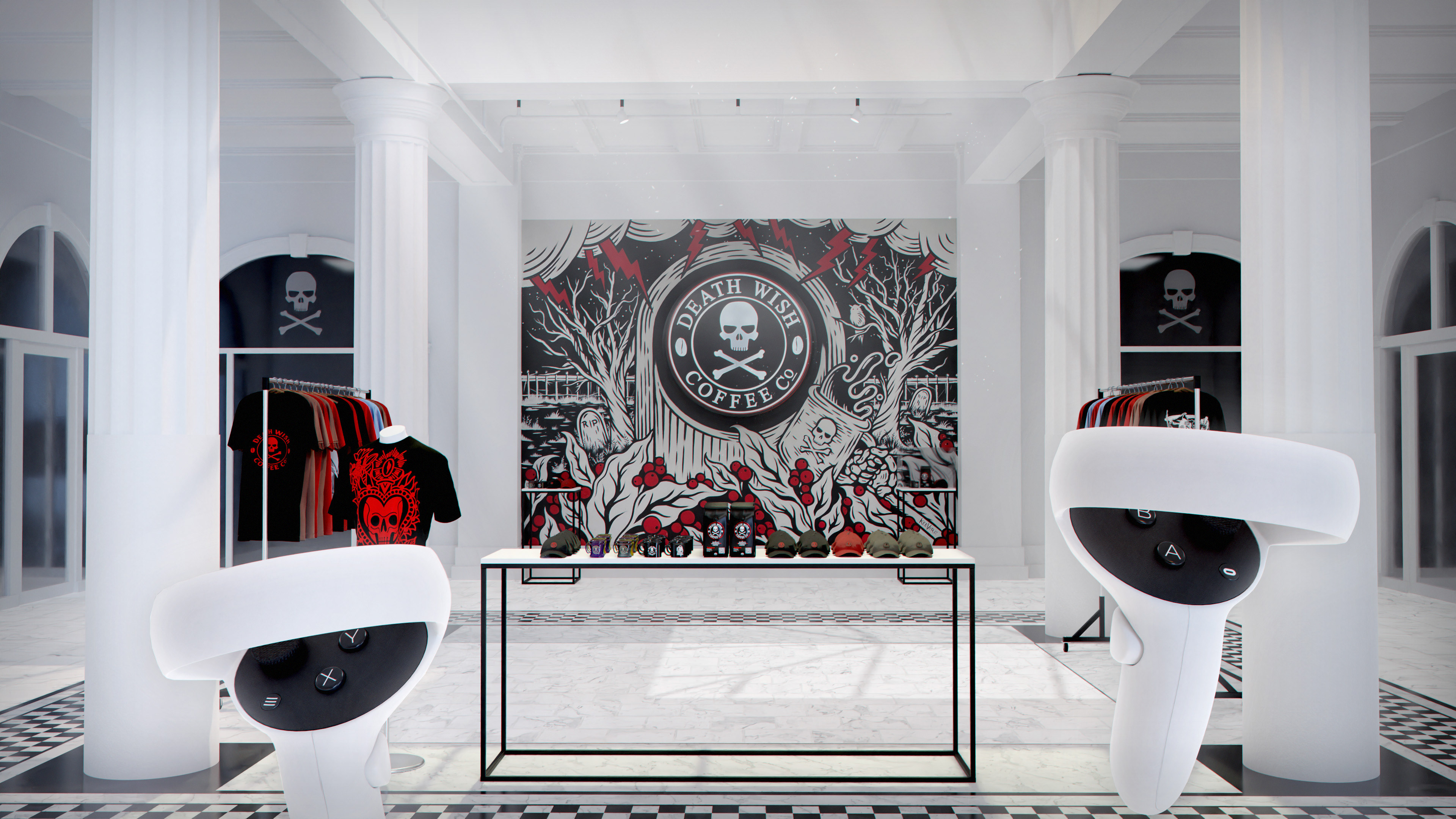 Visitors can teleport through the environment with controllers...