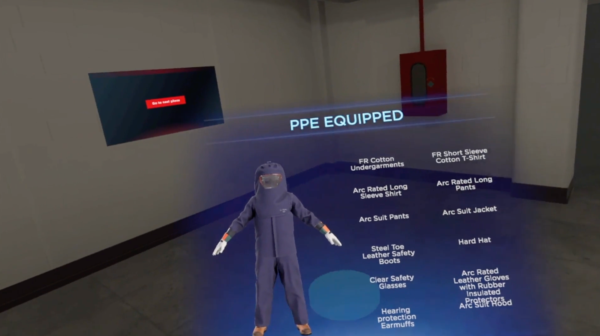 Until user has completed equipping all approved and rated PPE items
