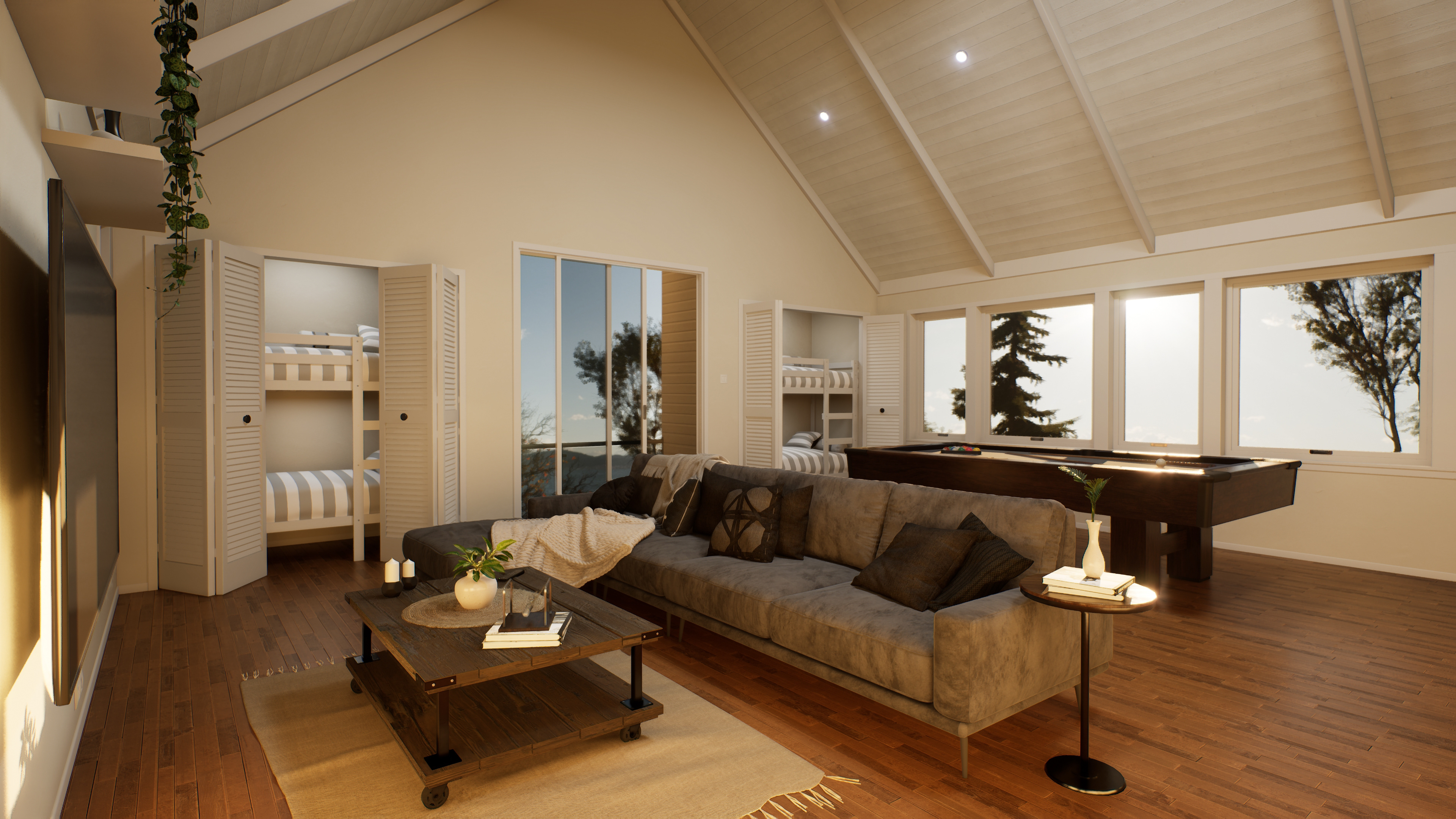 Interior Rec Room on a Hamptons late afternoon.