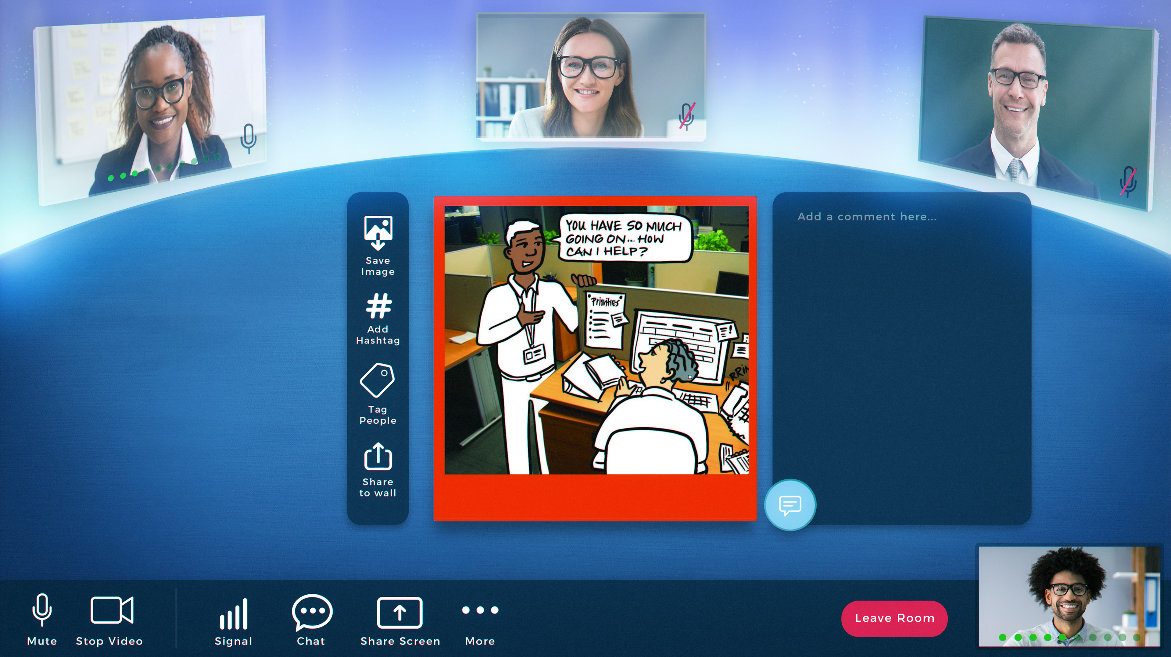 Concept Art - Participants collaborate on gamified training scenario curriculum in remote virtual breakout rooms.