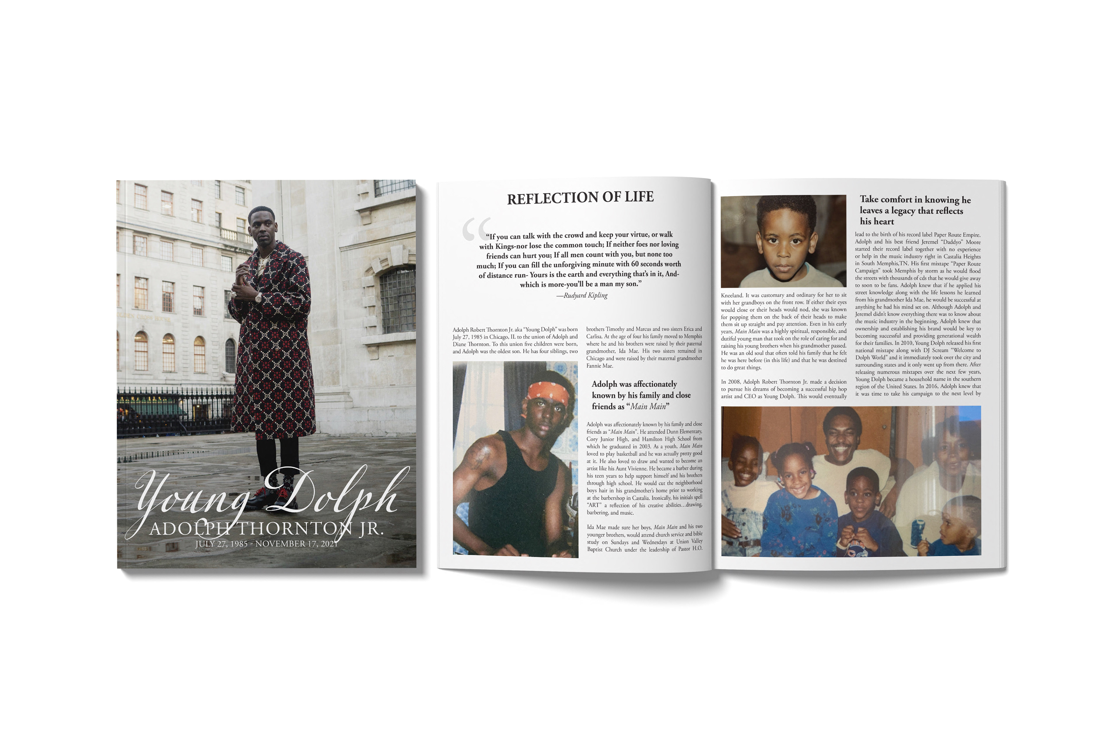 CELEBRITY MEMORIAL PROGRAM MAGAZINE STYLE
