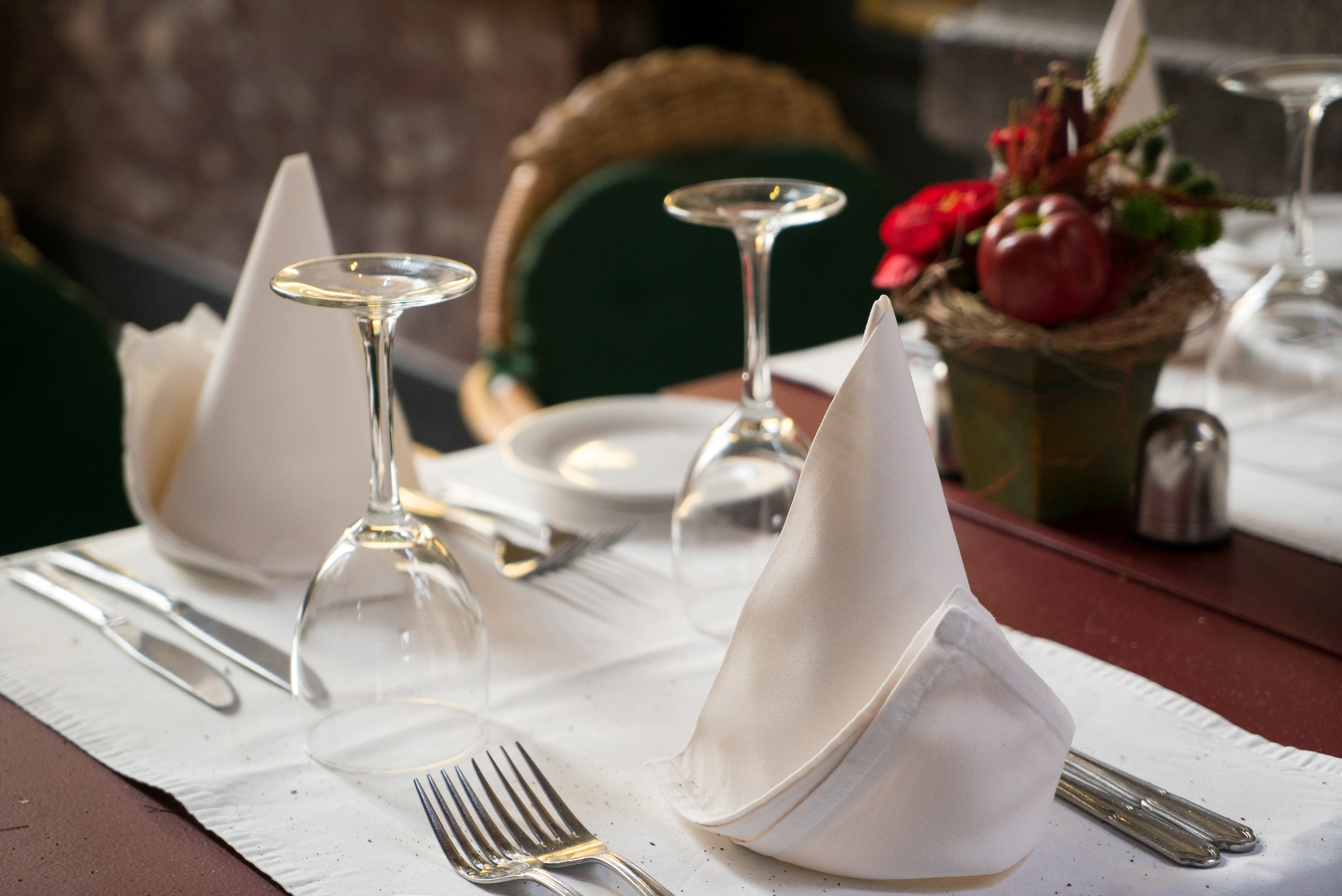 The dinner table is set.