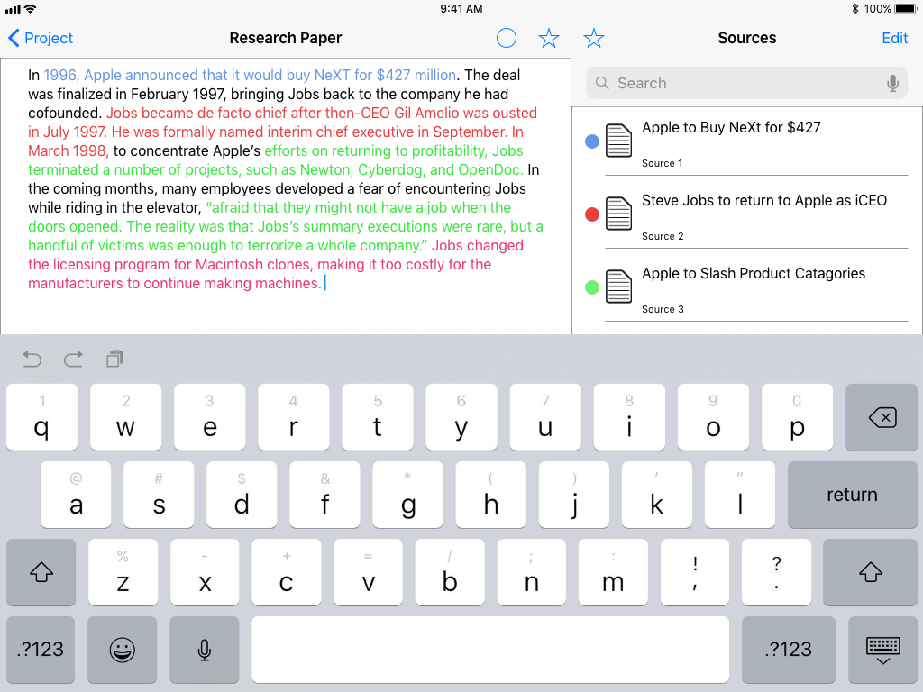 5 Number of Sources: Shows what a paragraph with multiple sources would look like.