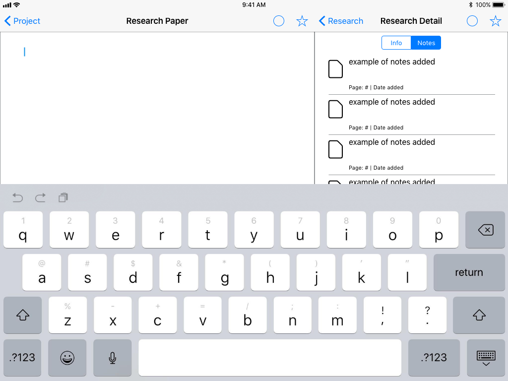 3.2b Book (notes): Shows accessing notes on a book in the writing mode