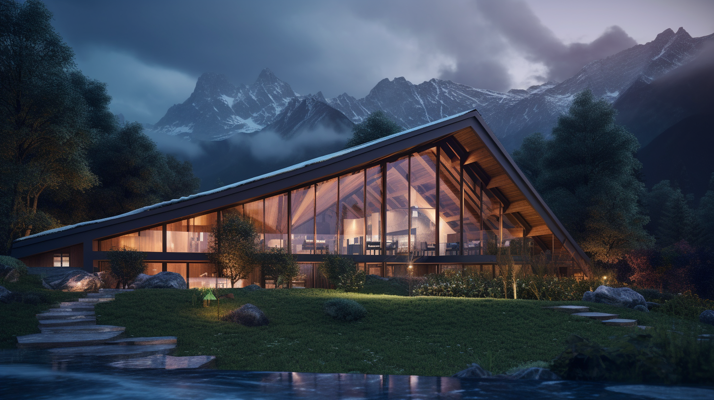 Roof Dominant Wooden Lodge - MODERN