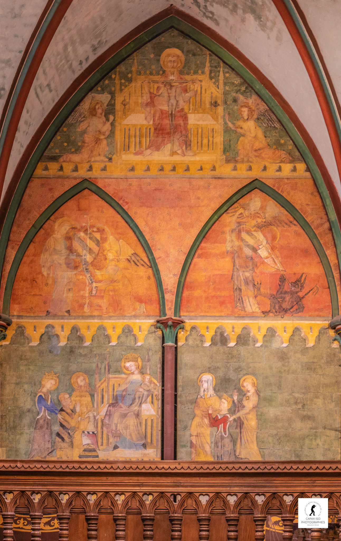 Fresque Chiffrevast, XIVe siècle, cathédrale de Coutances, Manche , Normandie.
