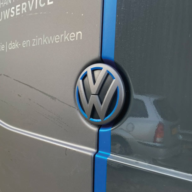 mat grijs en blauw