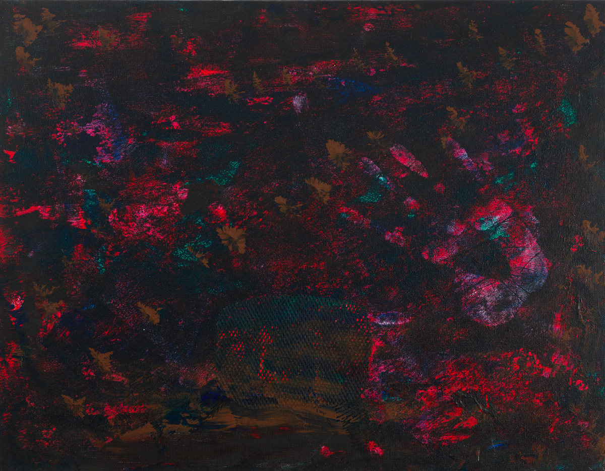 Untitled 72982.9 16x20" Acrylic Collage on Recycled Canvas Panel