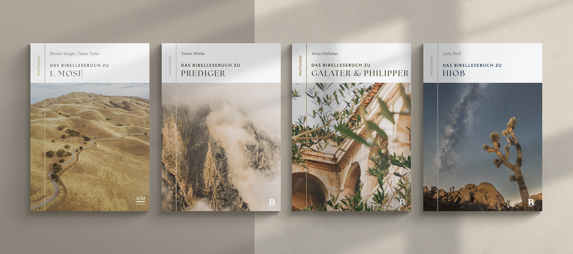 Cover zu 1.Mose, Cover zu Prediger, Cover zu Galater und Philipper, Cover zu Hiob