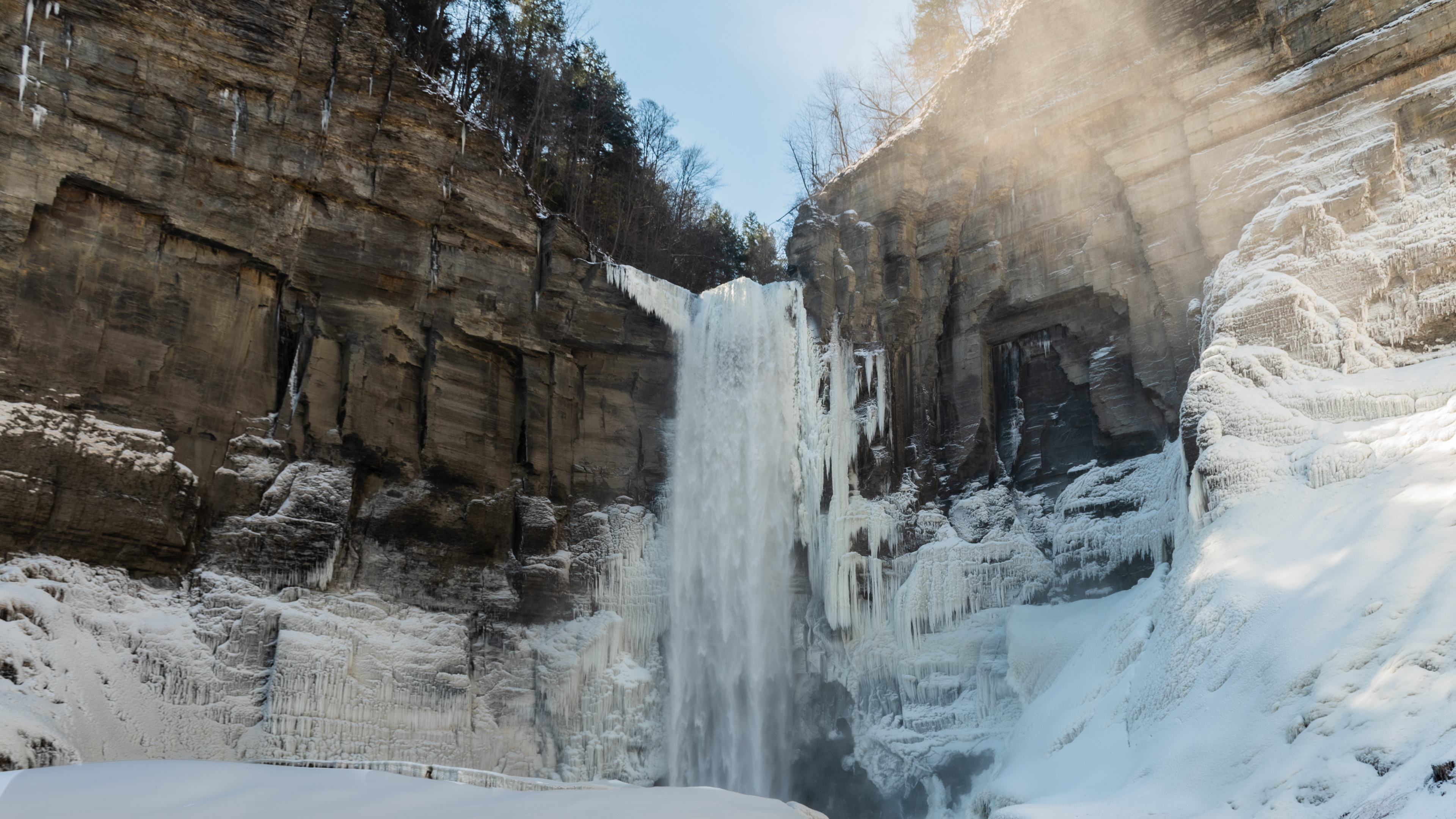 A frozen Taughannock Falls in Winter
