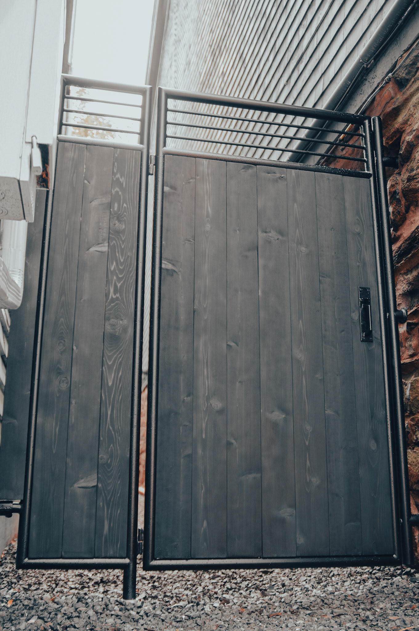 Custom gate with stainless hardware & cedar infill, for Brad Goodsell Design + Build