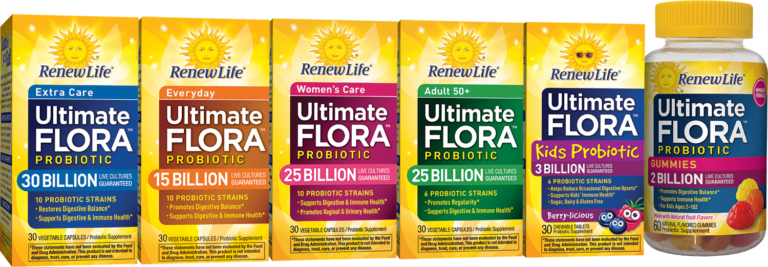 Renew Life Ultimate Flora Probiotic lineup (2015 redesign)