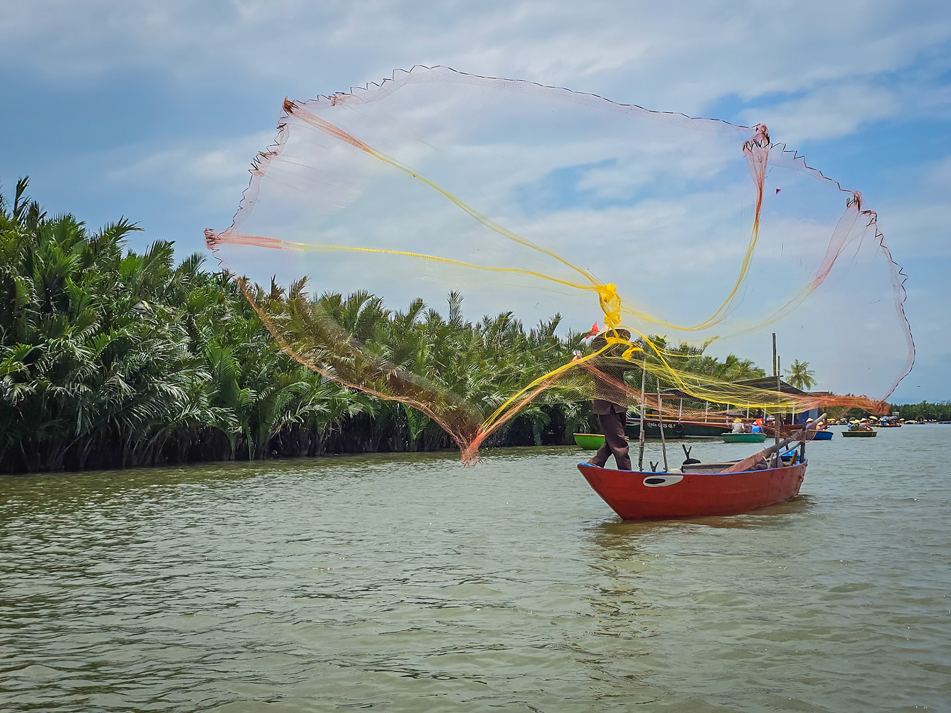 Traditional fishing methods are used by local fisherman in Hoi An in Central Vietnam