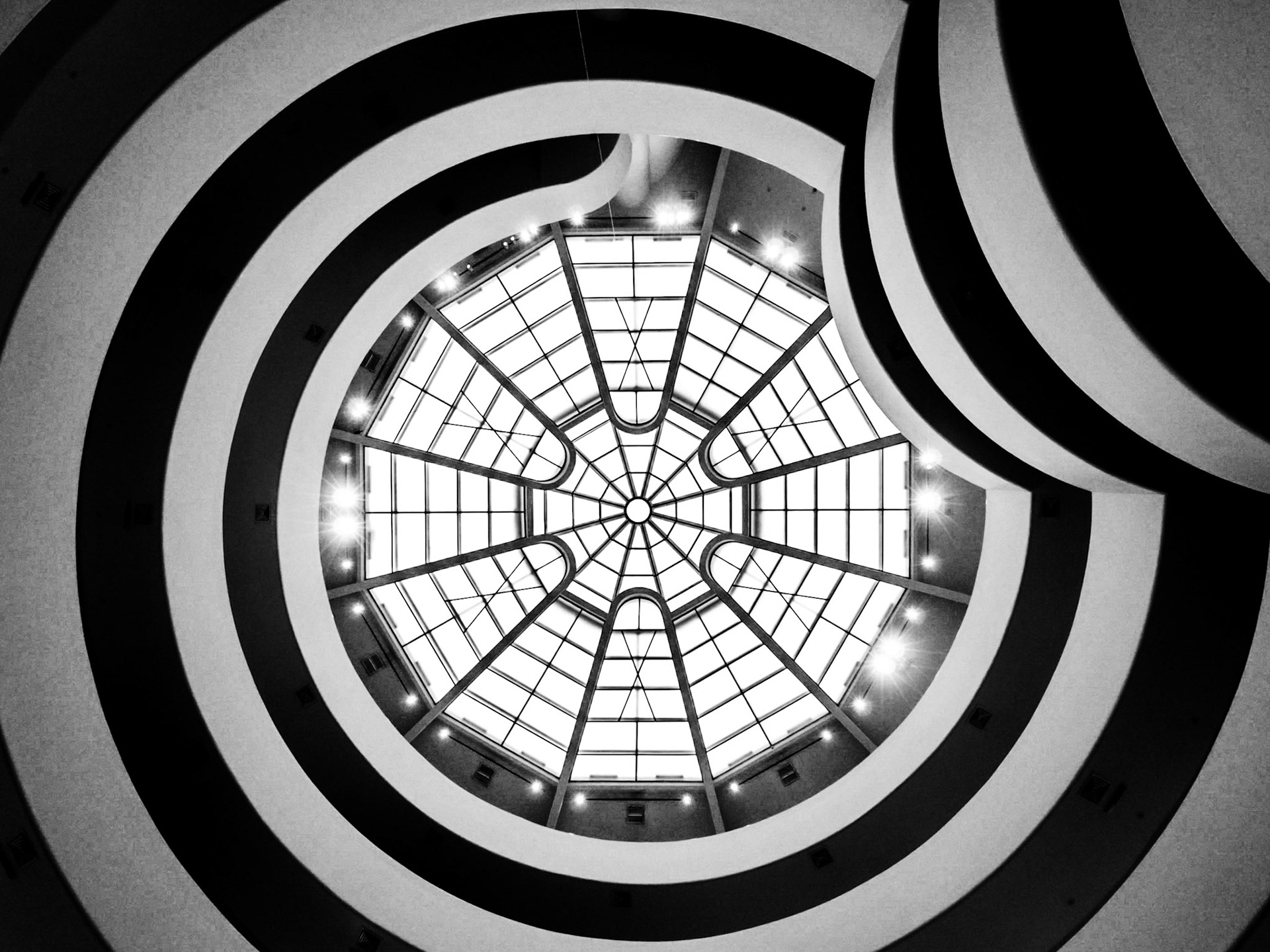 The unique architecture of the Guggenheim Museum in Manhattan draws you ever upwards