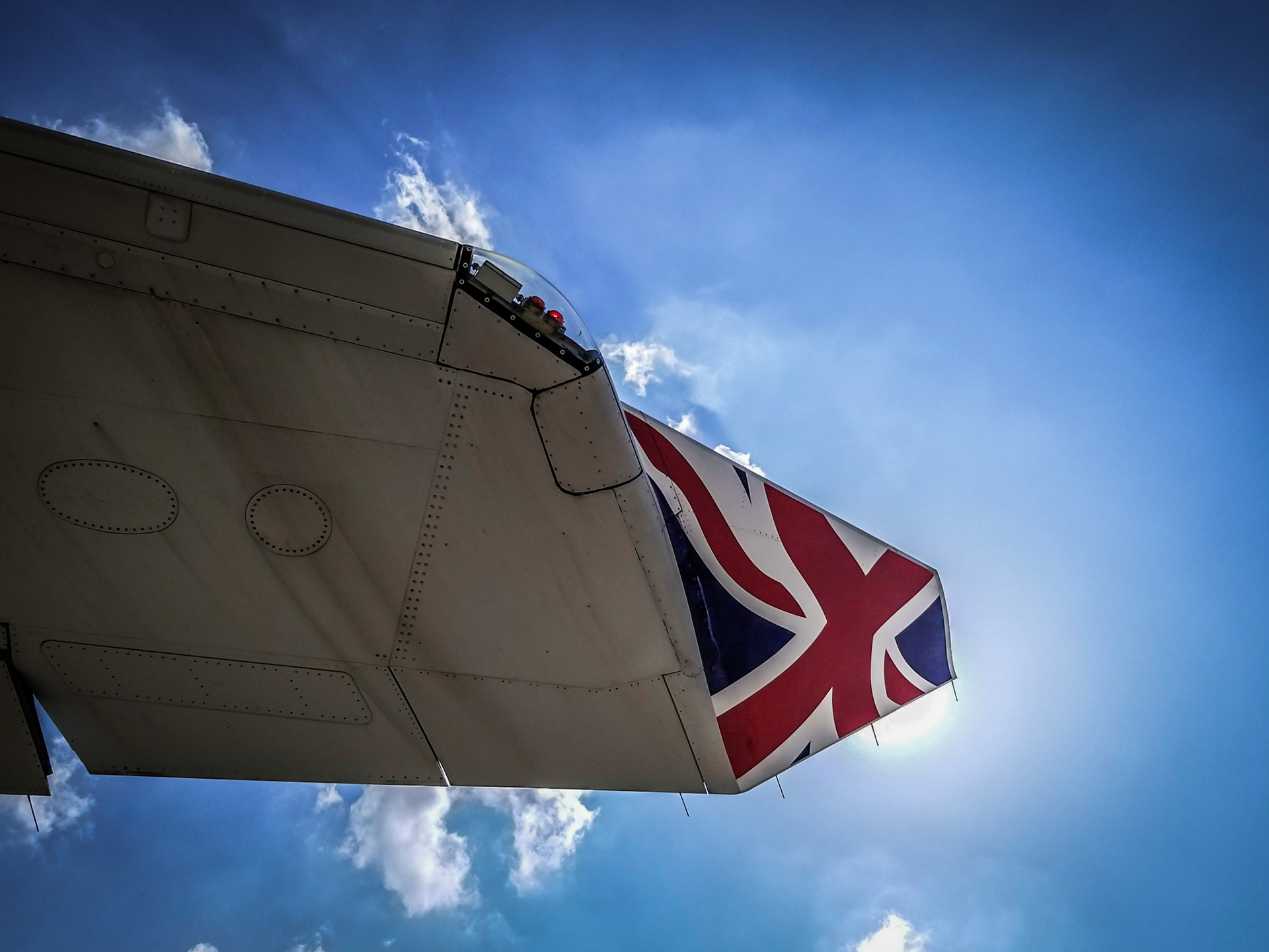 The union-jack adorns the winglet of an Airbus A340-600 airliner at London's Heathrow airport